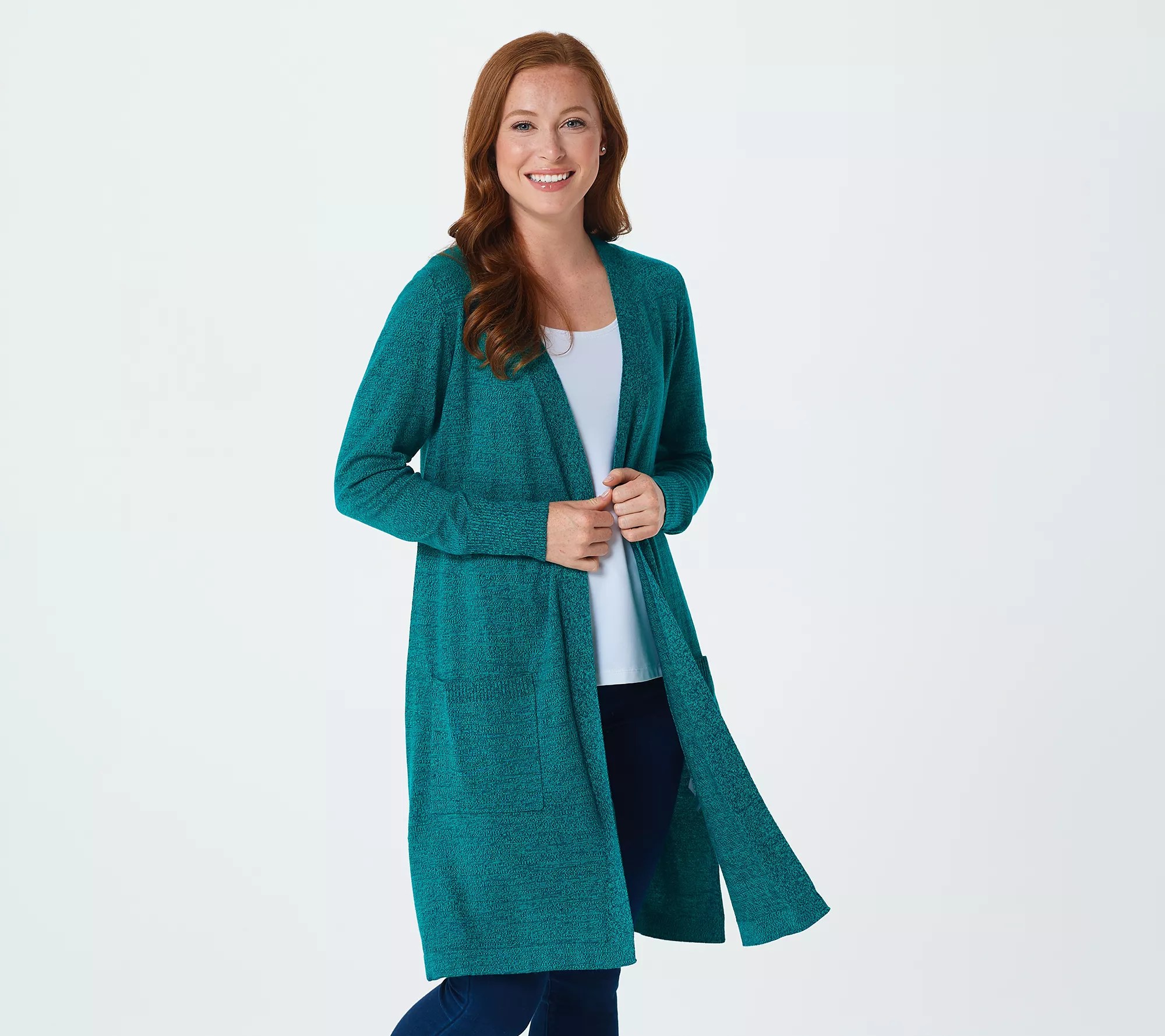 Denim & Co. Regular Marled LongSleeve OpenFront Cardigan