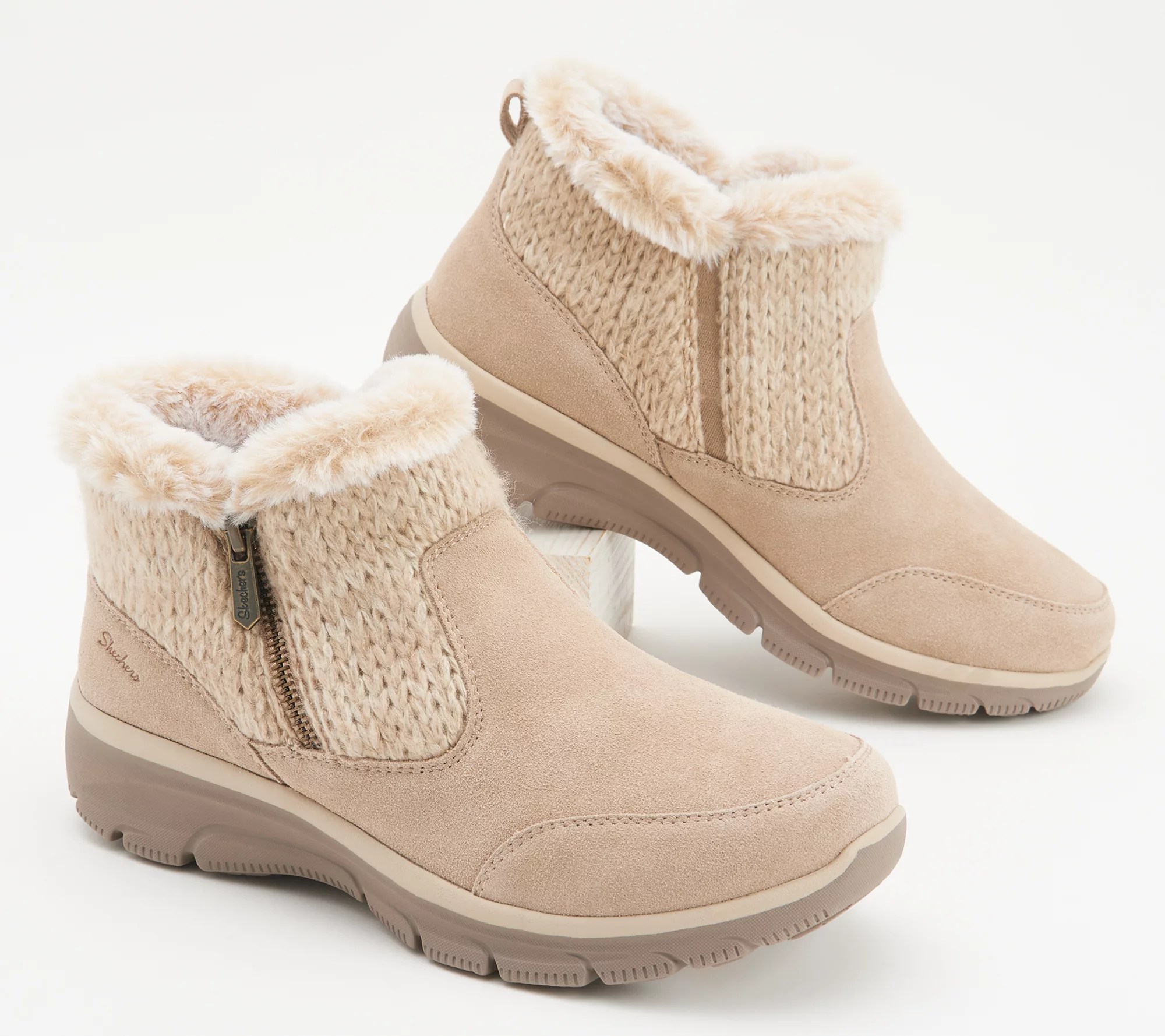 "As Is" Skechers Easy Going Sweater Knit Ankle Boots