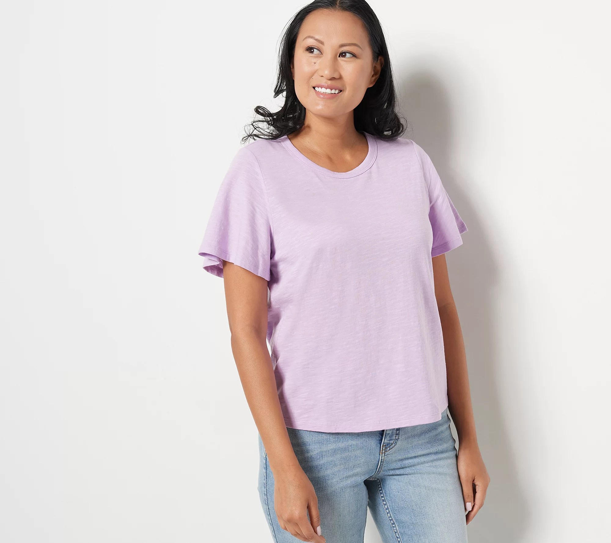 Candace Cameron Bure Breezy Cotton Flutter Sleeve Tee