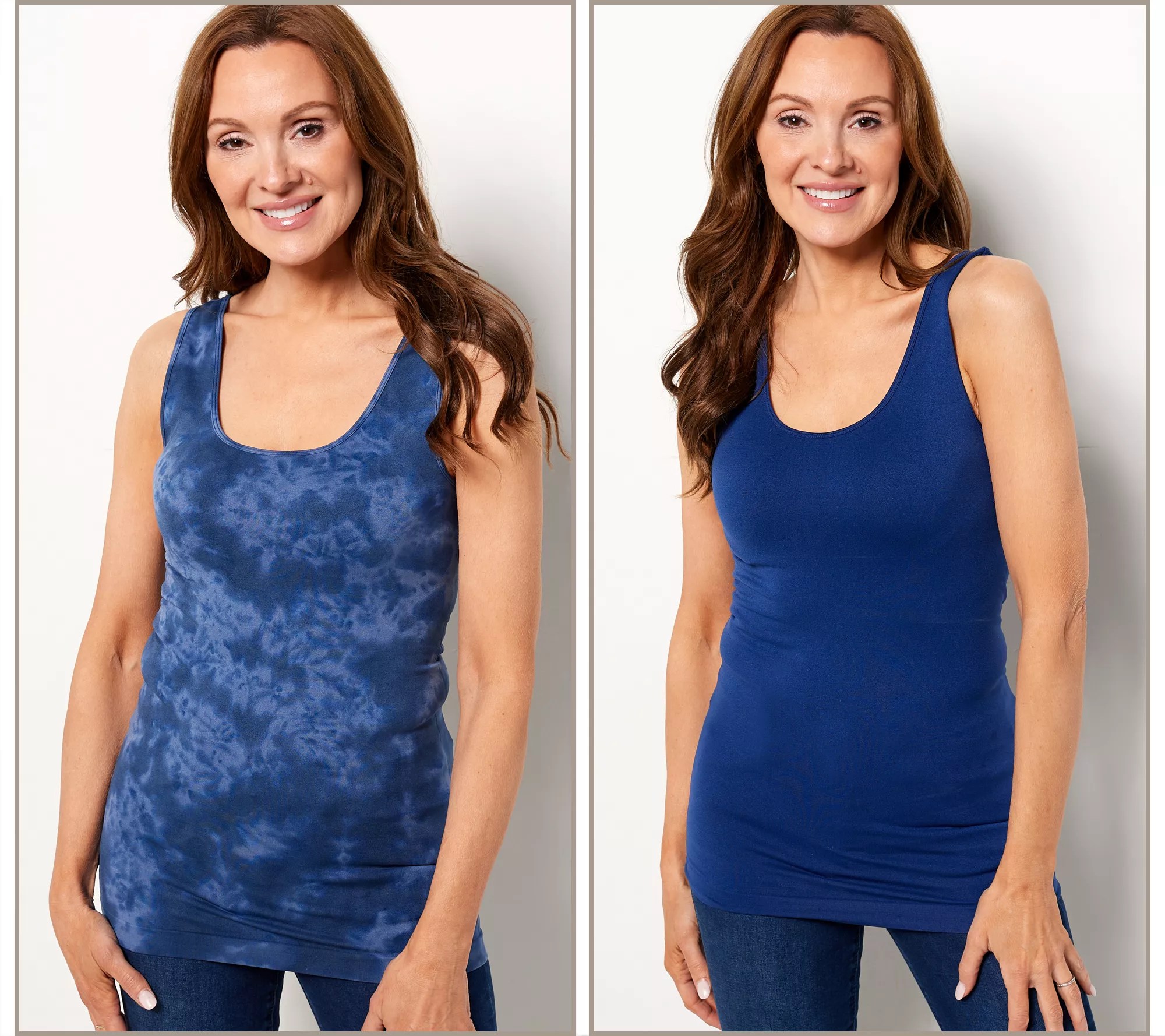 Skinnytees Set of 2 Marble TieDye and Solid Tank