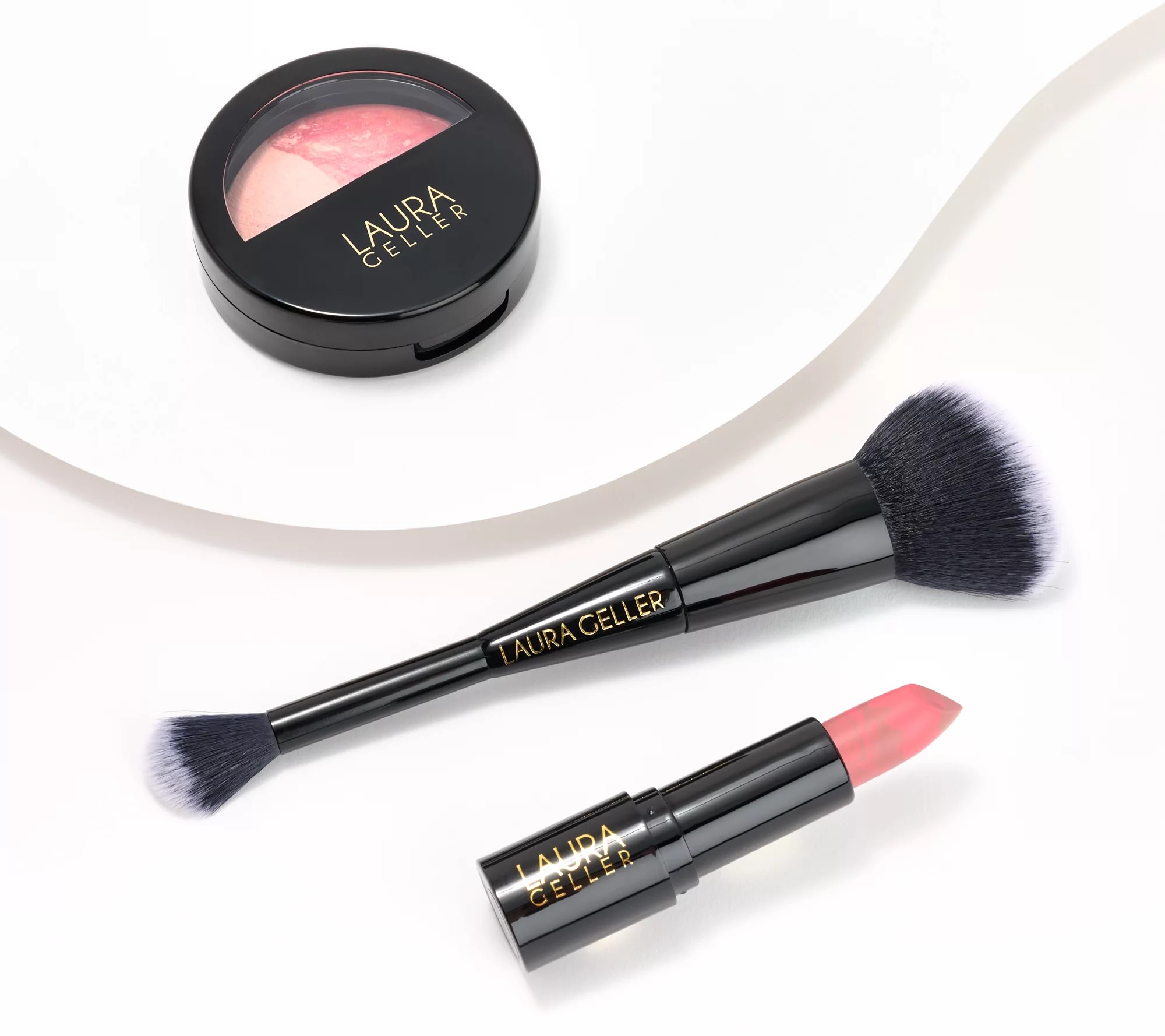 Laura Geller Blush,Highlight & Lip 3Piece Collection with Brush