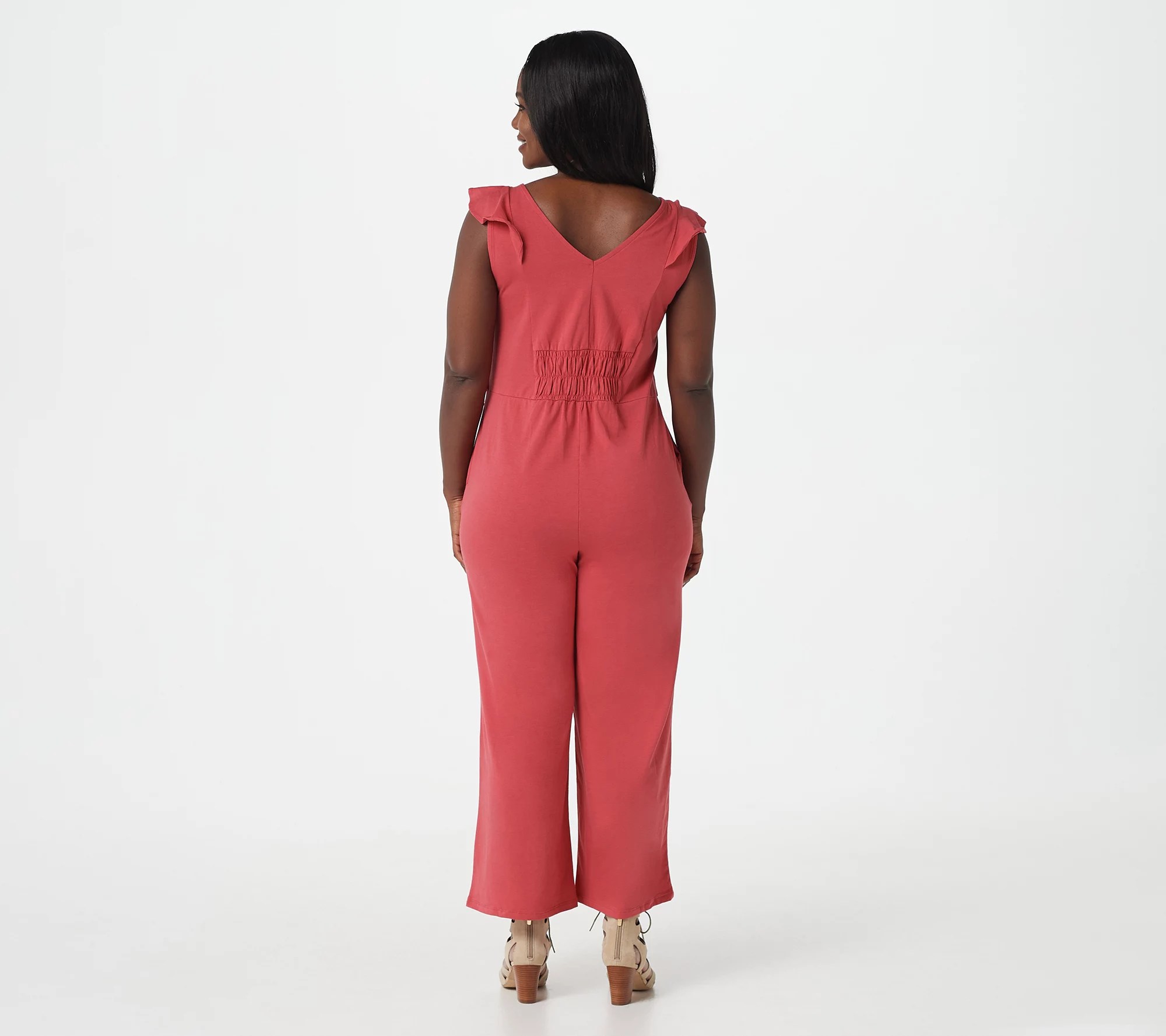 AnyBody Cozy Knit Luxe Tank Jumpsuit w/ Flutter Detail