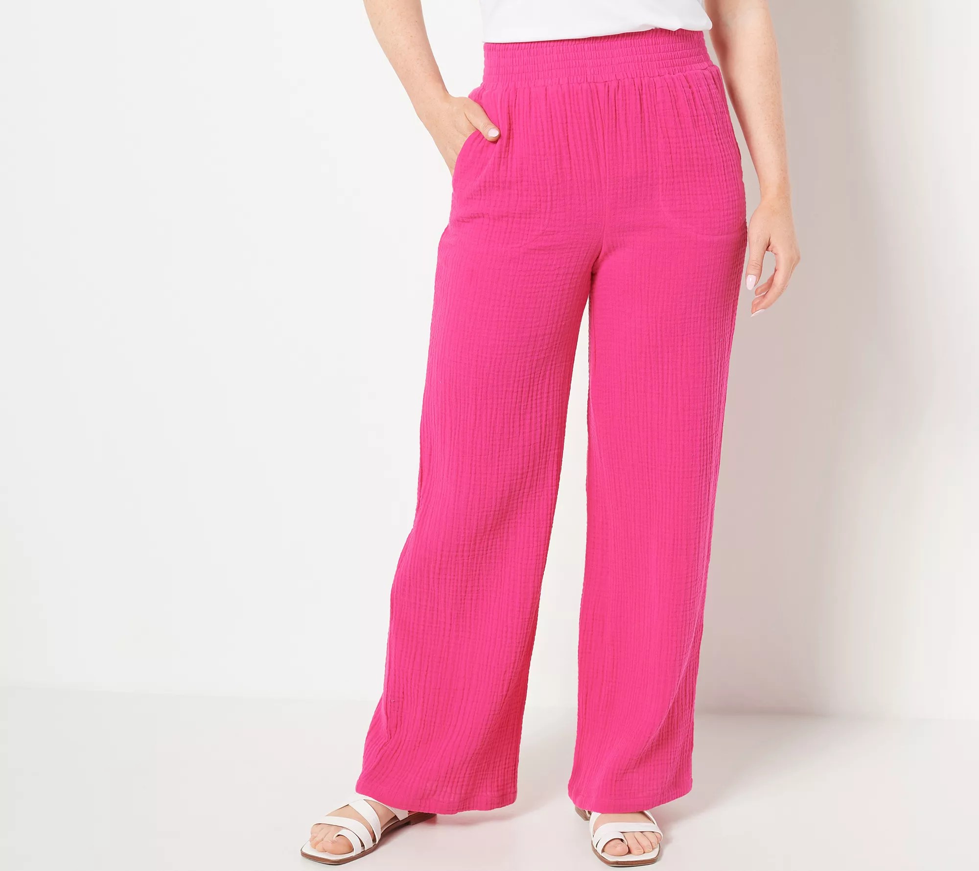 Belle Beach by Kim Gravel Regular Gauze Smocked Waist Pants