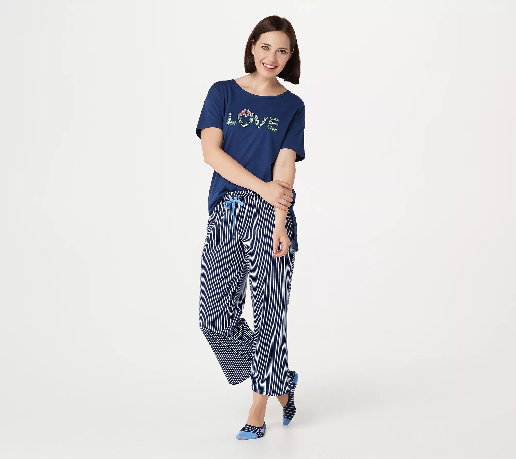 Cuddl Duds Cotton Comfort Getaway Pajama Set with Socks