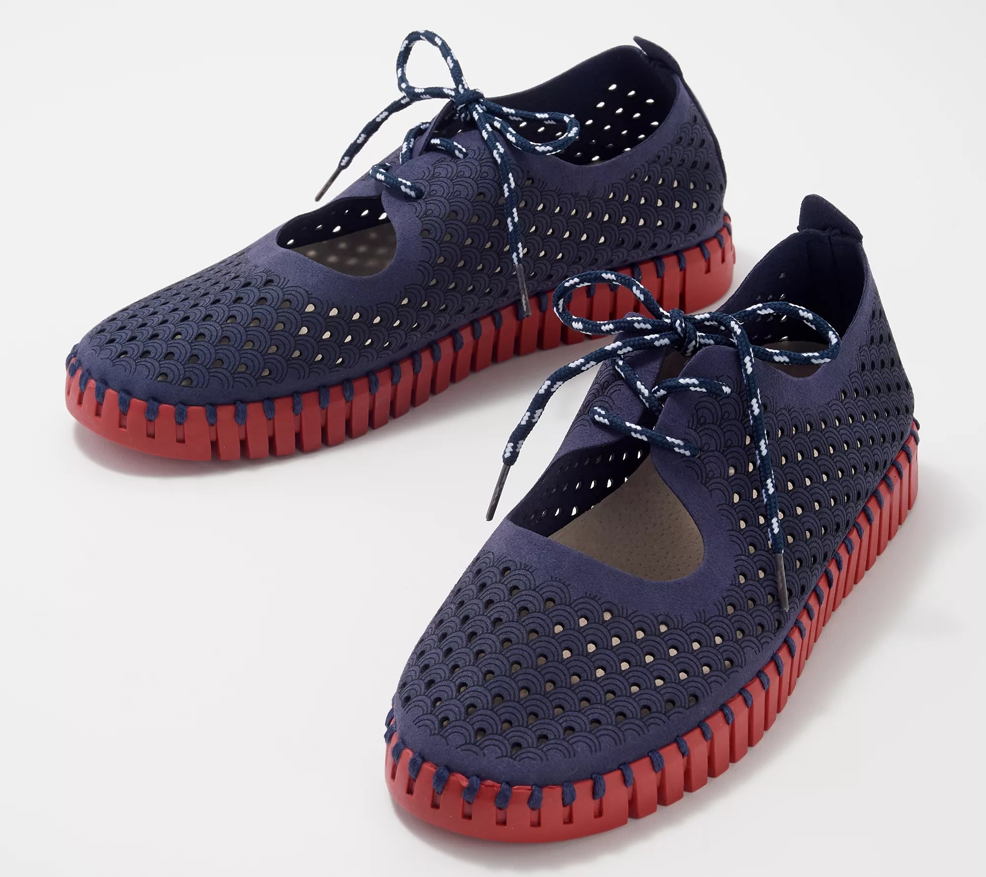 Ilse Jacobsen Perforated SlipOn Shoes with Laces Tulip