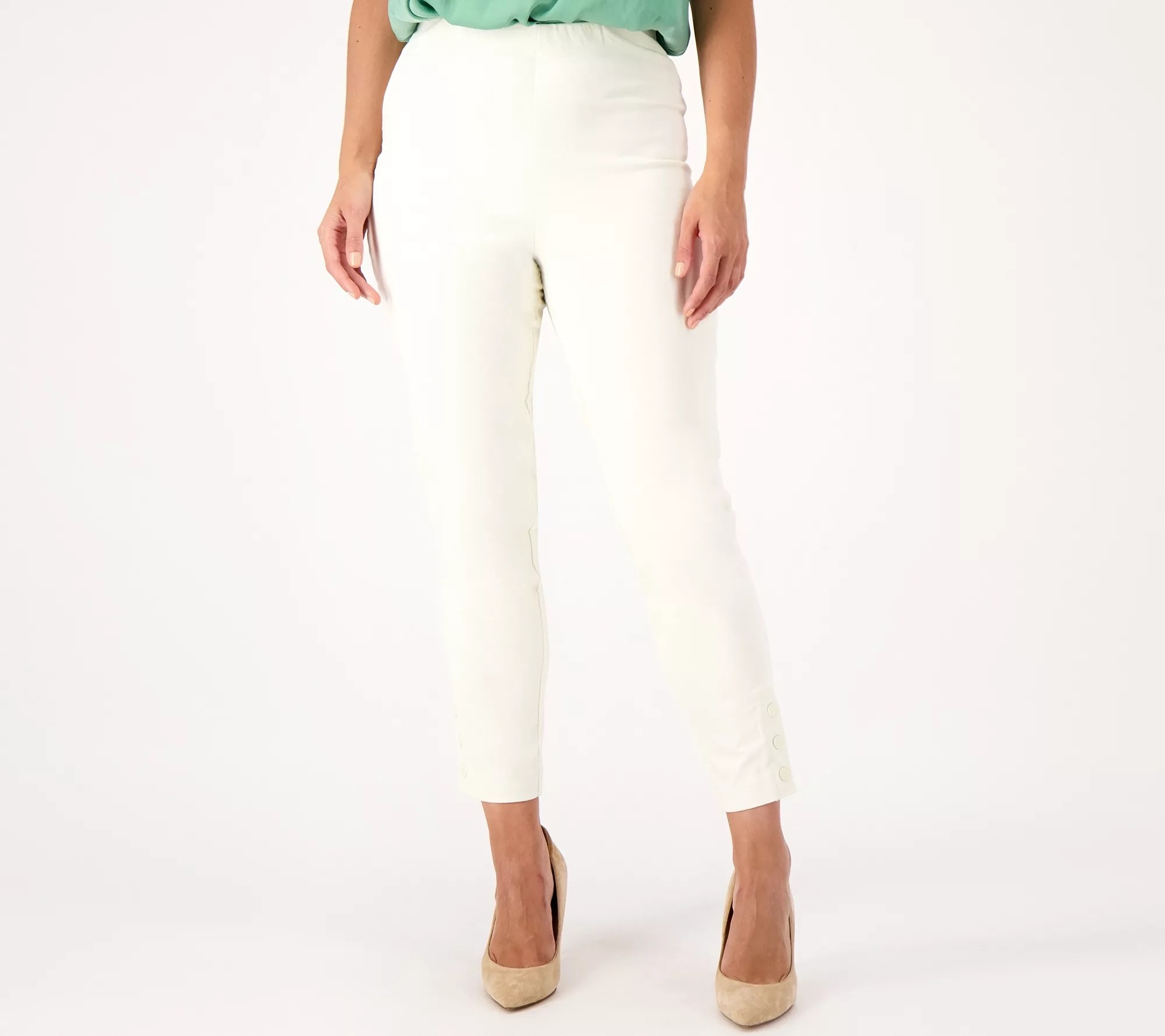 Joan Rivers Petite Straight Leg Corduroy Pant w/ Snap Detail