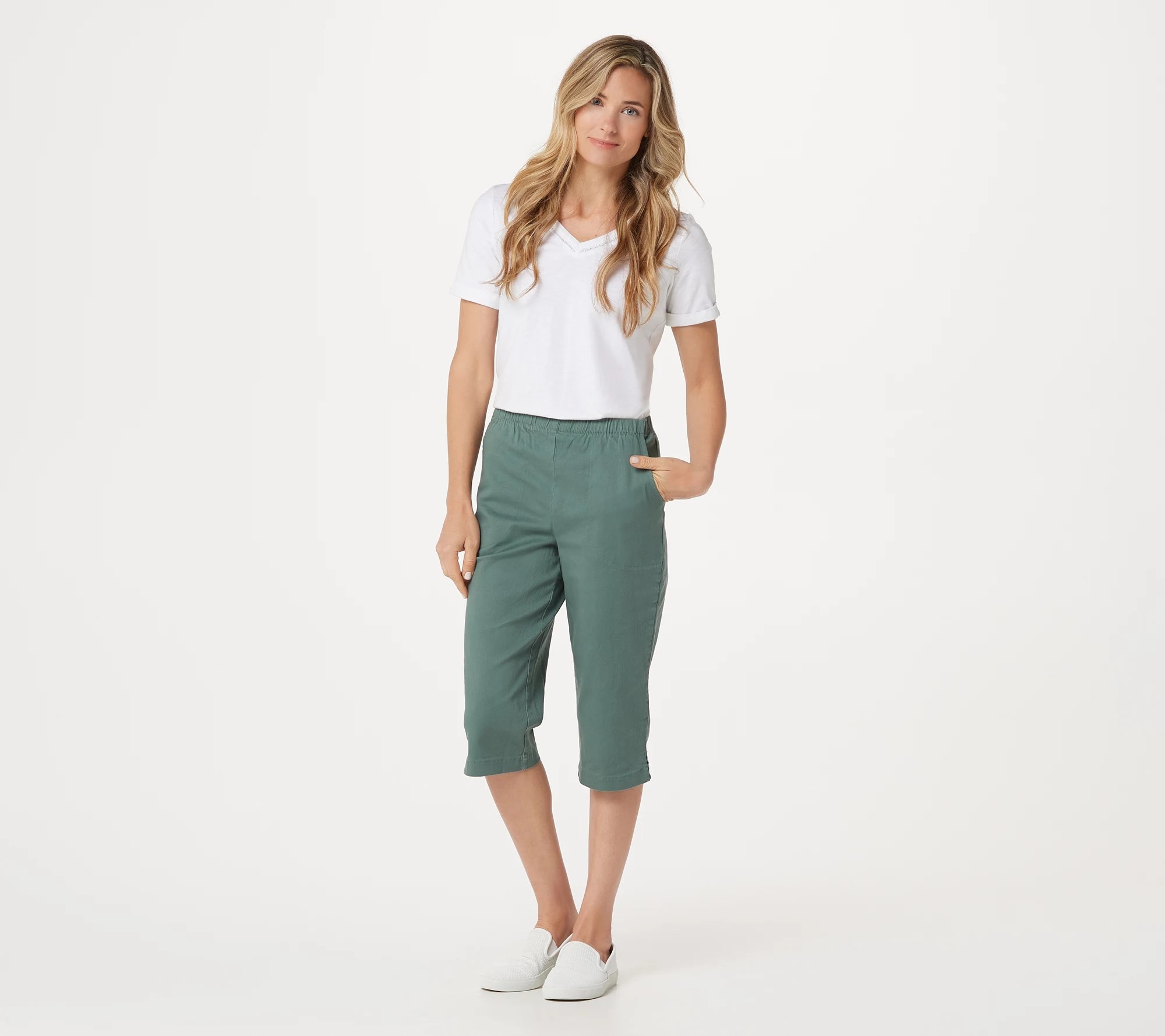 Denim & Co. "How Timeless" Stretch Twill 2 Pocket Pedal Pushers