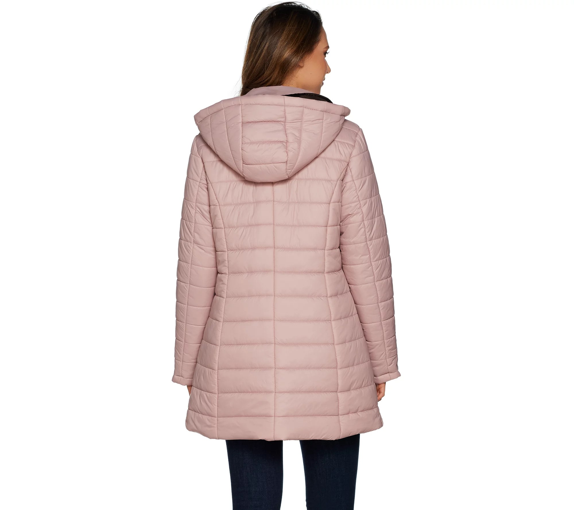 "As Is" Susan Graver Reversible Snap Front Coat with Hood