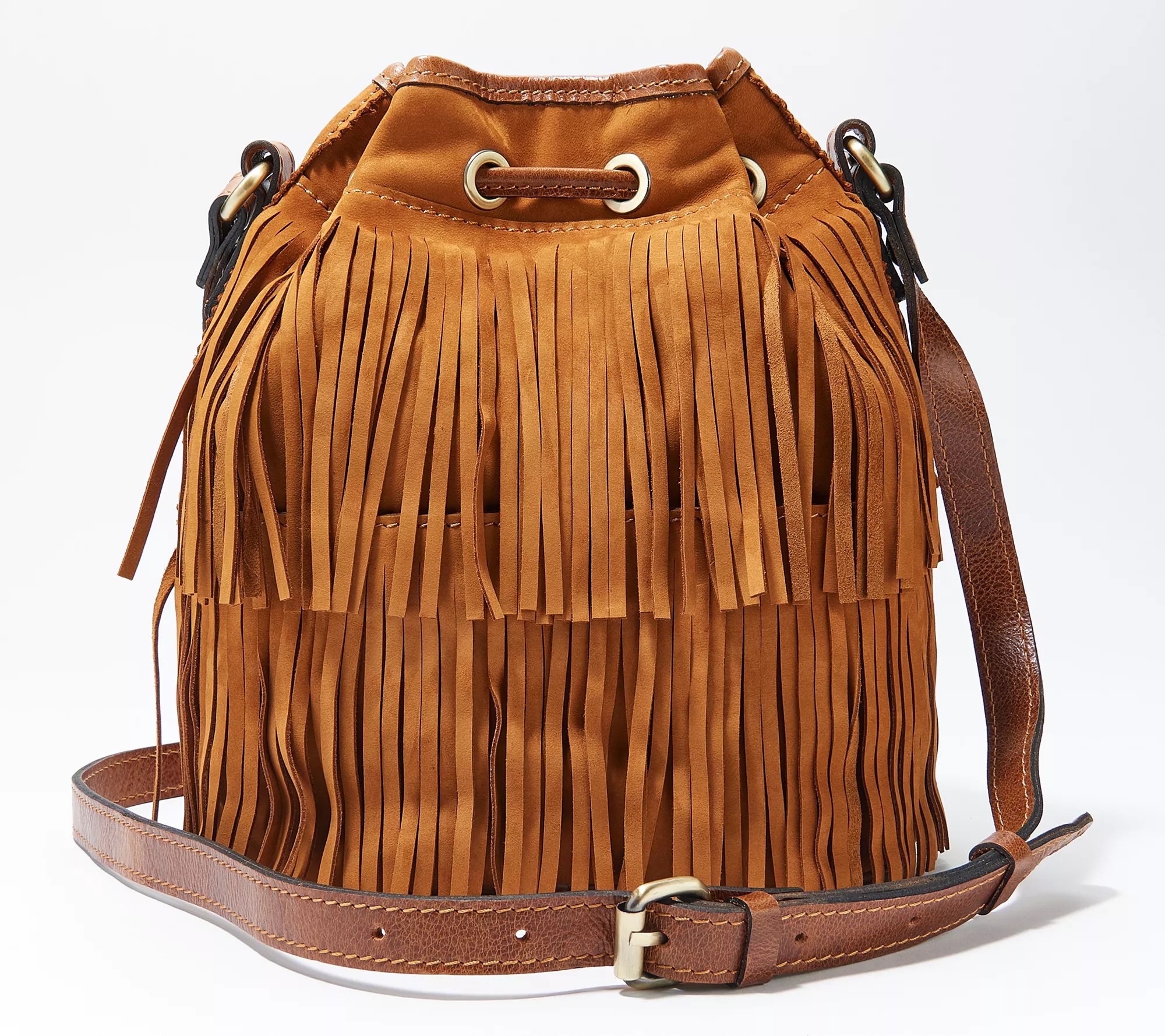 Patricia Nash Nubuck Fringe Bronte Bucket Bag
