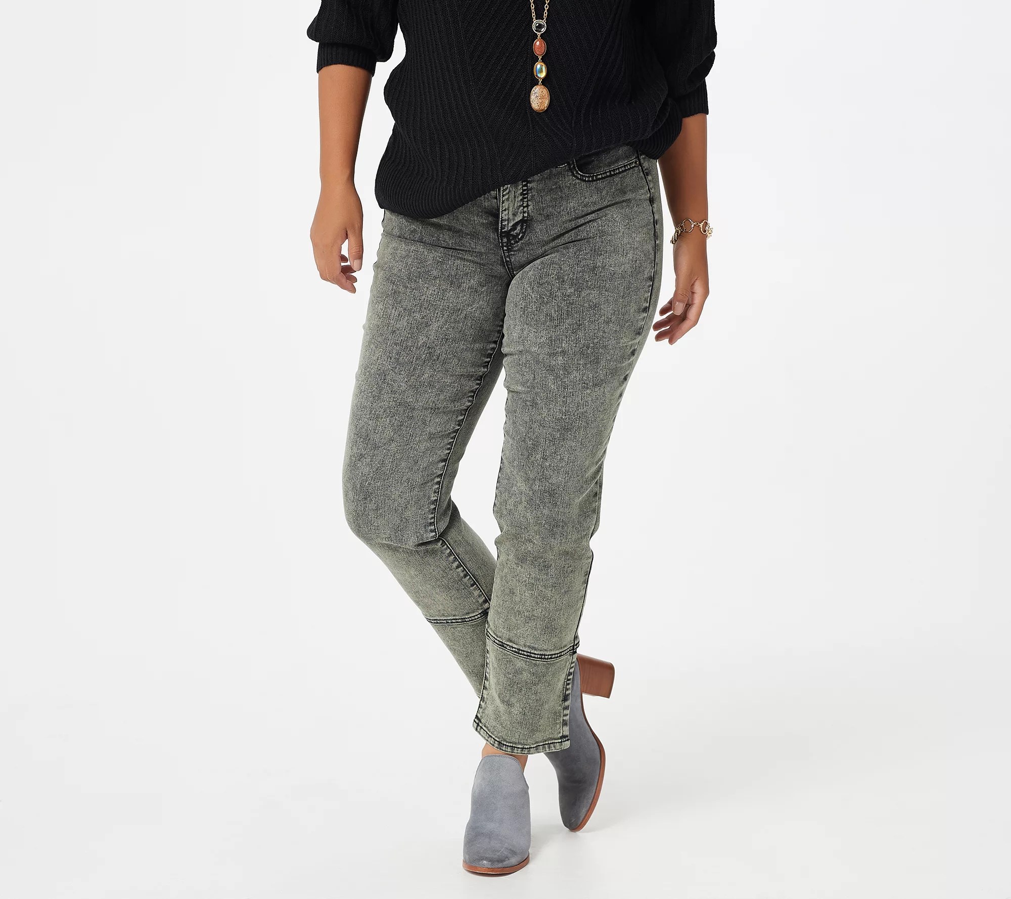 "As Is" LOGO by Lori Goldstein Petite Acid Wash Boyfriend Jeans