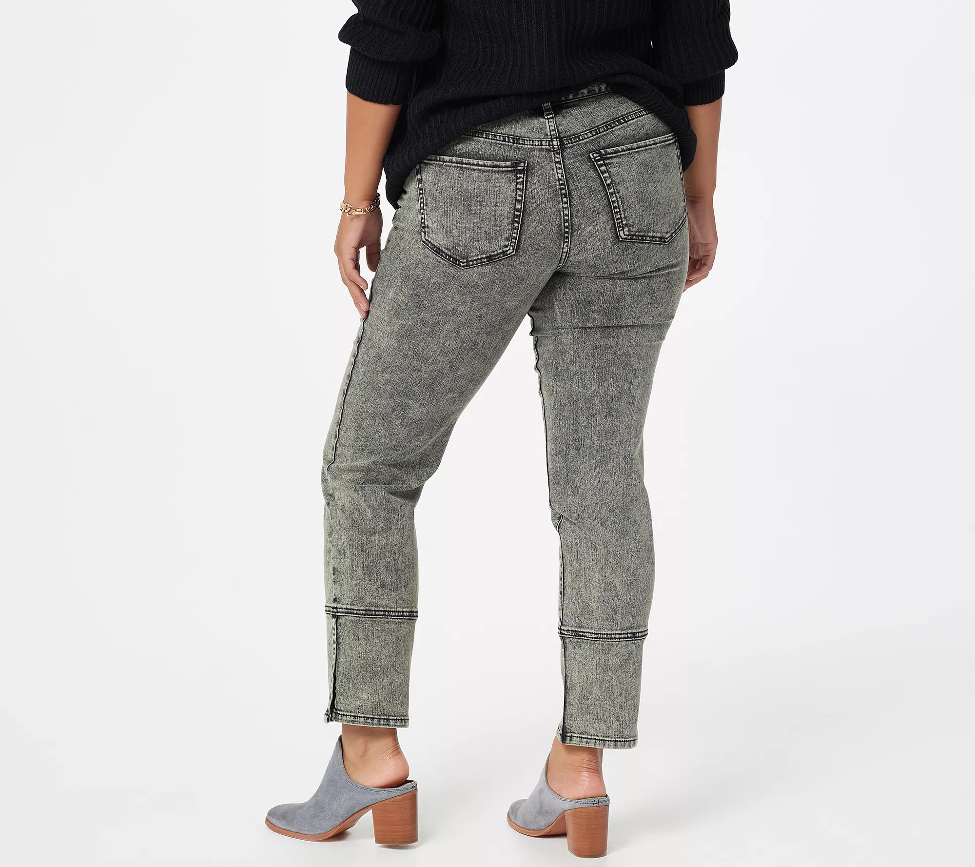 "As Is" LOGO by Lori Goldstein Petite Acid Wash Boyfriend Jeans