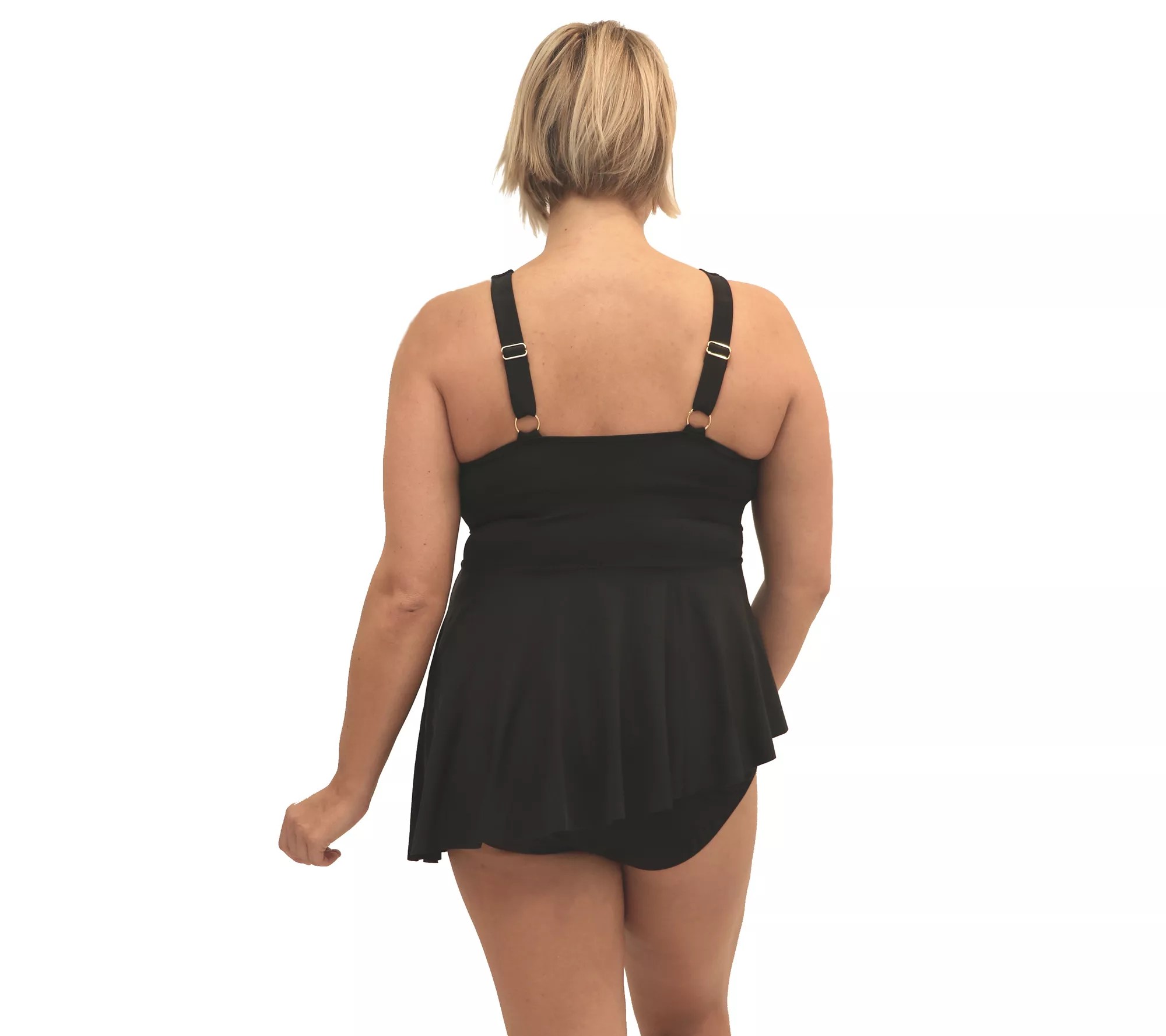 Fit 4 Ur Hips HiNeck Asymmetric Swim Top Plus