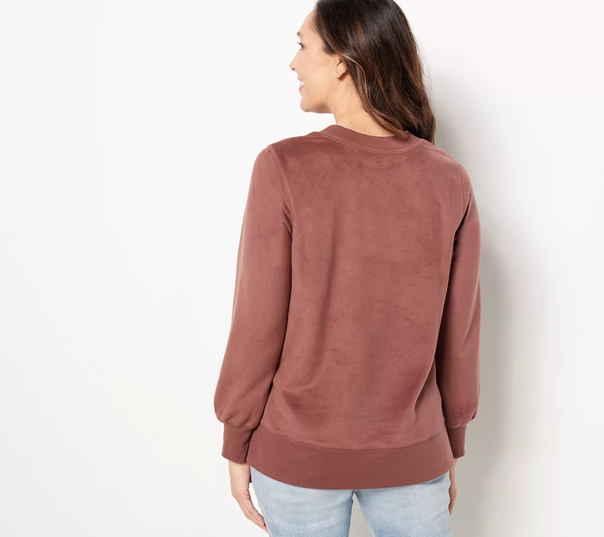 "As Is" AnyBody Fleeced French Terry Crew Neck SweatShirt