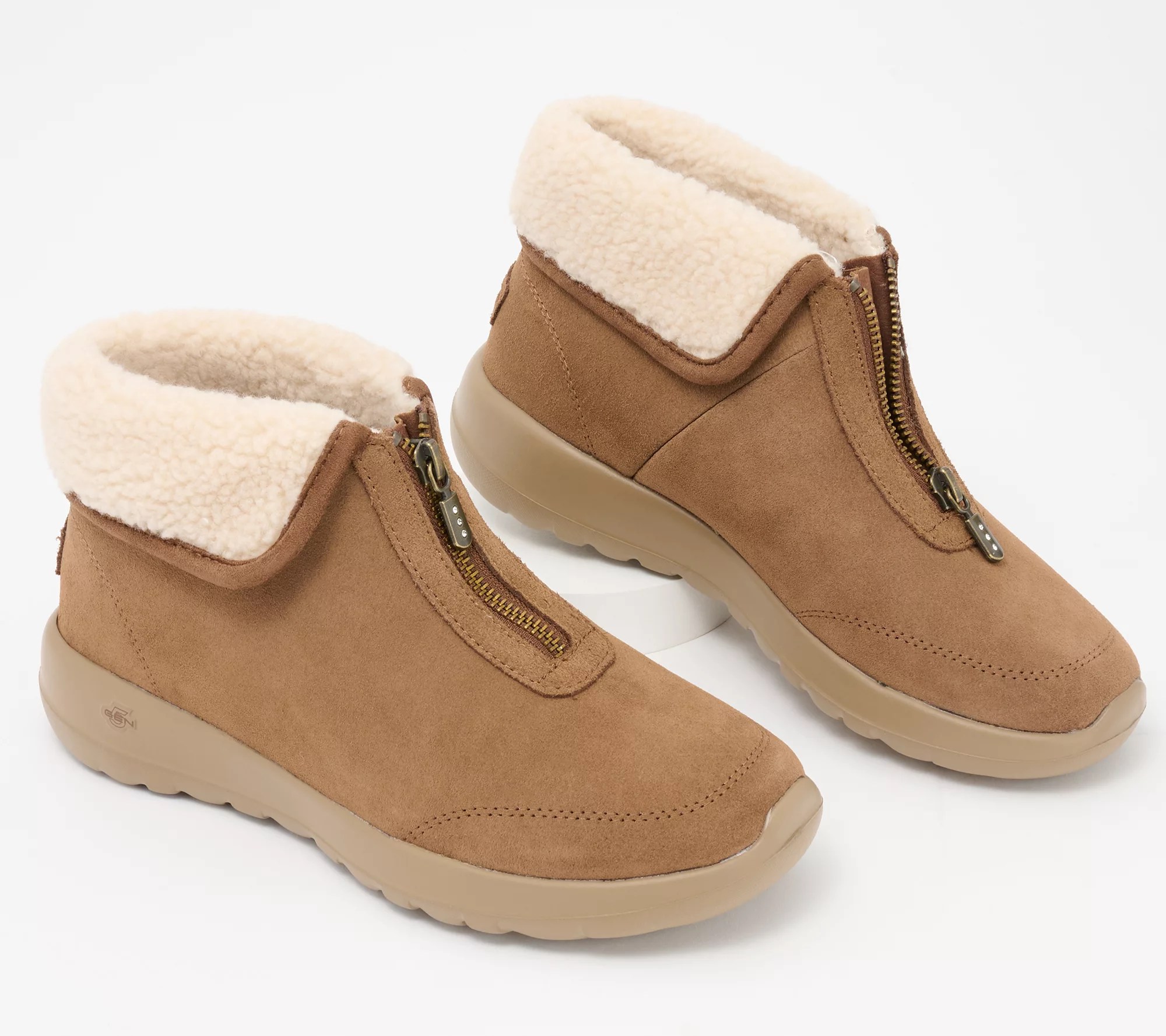 Skechers OntheGO Joy Water Repellent Suede FrontZip Ankle Boots