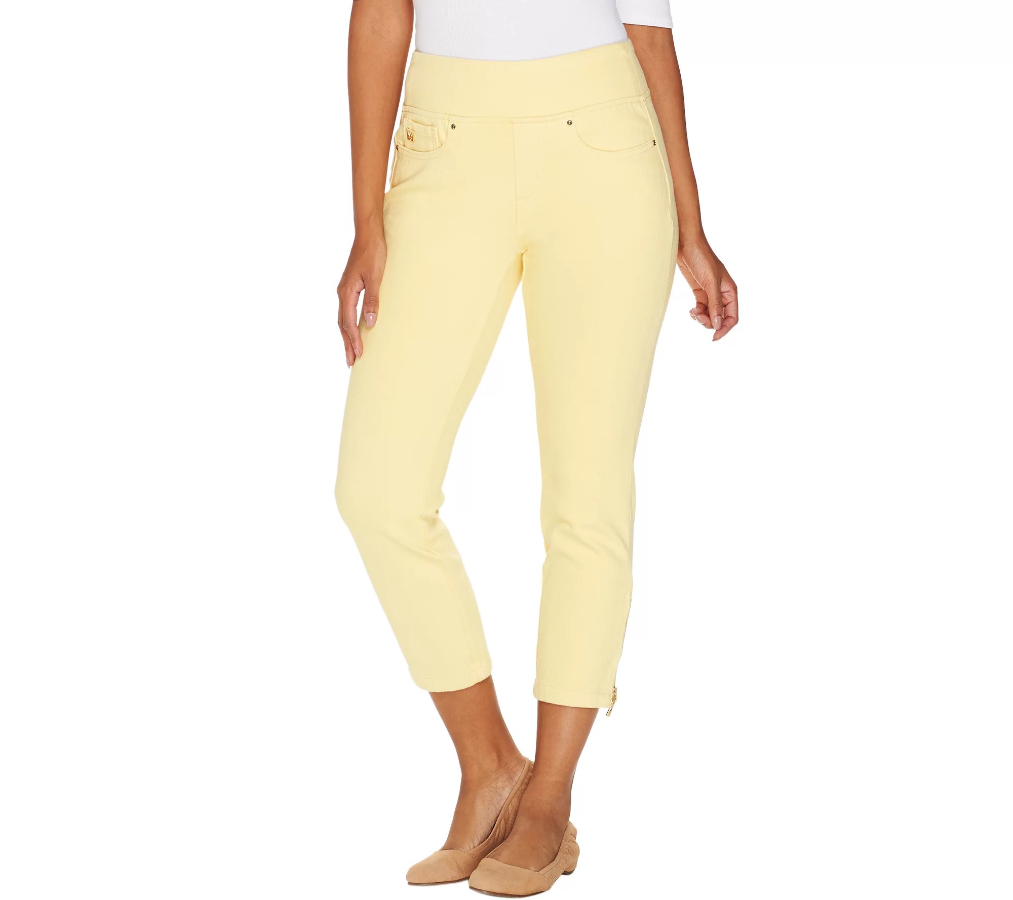 "As Is" Belle by Kim Gravel Flexibelle Pull On Cropped Jeans Petite