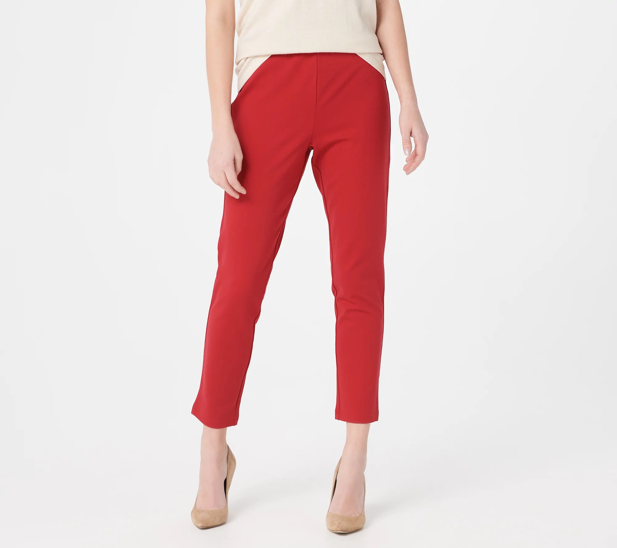 Joan Rivers Regular Signature Knit Ankle Pants w/ Stretch Waist