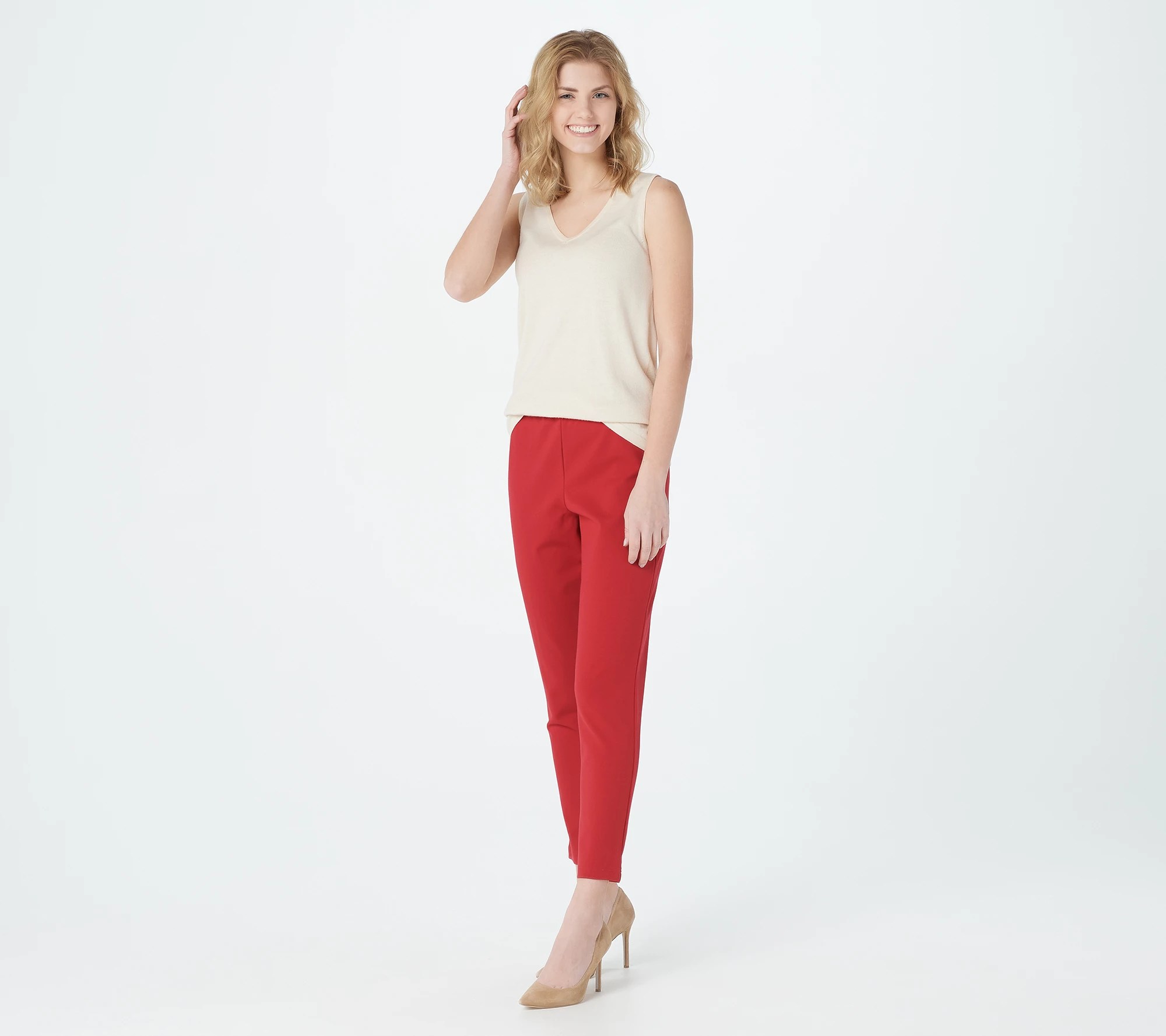 Joan Rivers Regular Signature Knit Ankle Pants w/ Stretch Waist