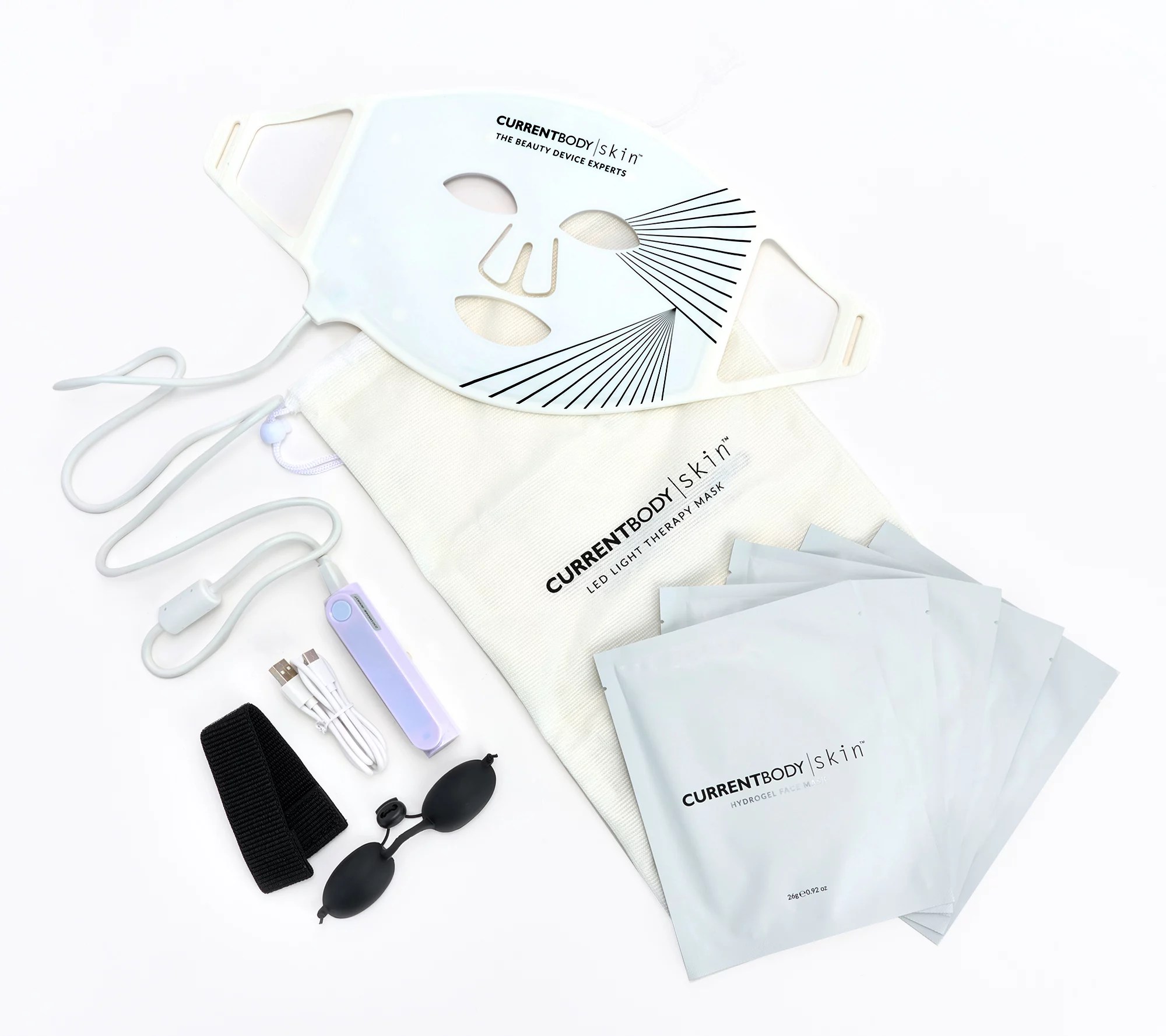 CurrentBody Skin LED Light Therapy Mask & Hydrogel Face Masks