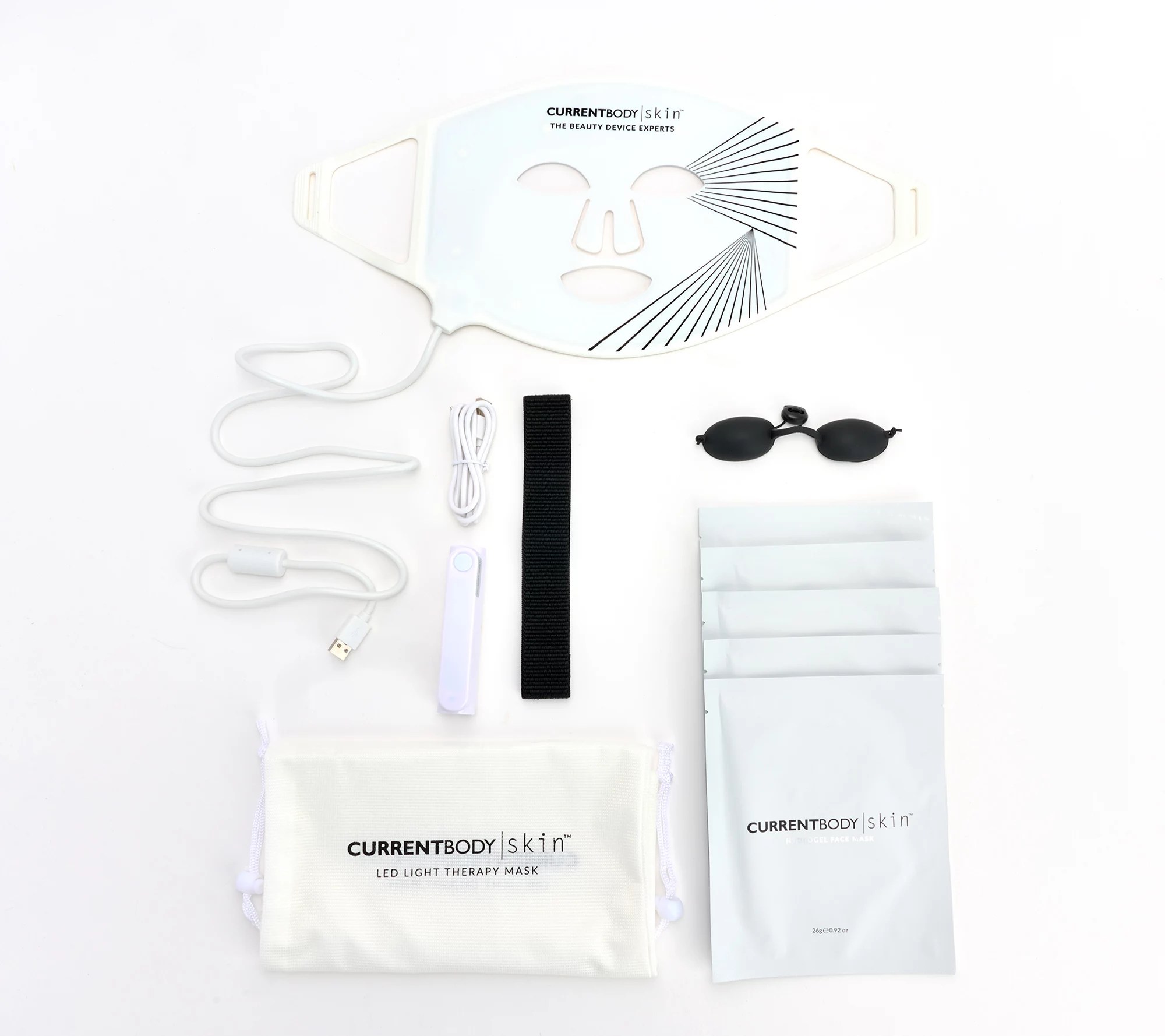 CurrentBody Skin LED Light Therapy Mask & Hydrogel Face Masks