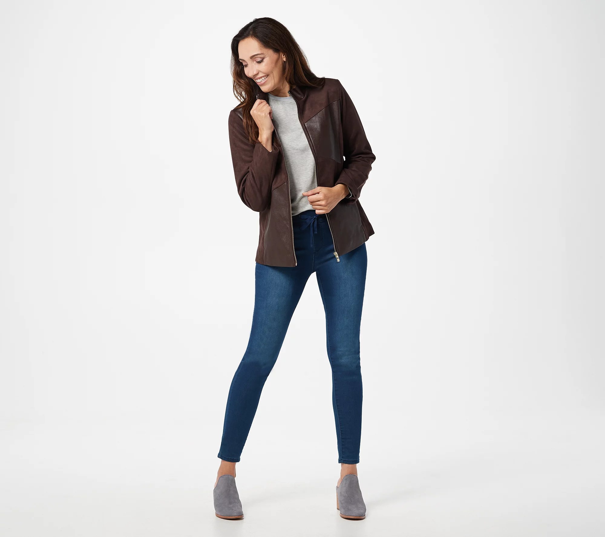 Belle by Kim Gravel Faux Leather and Faux Suede Jacket