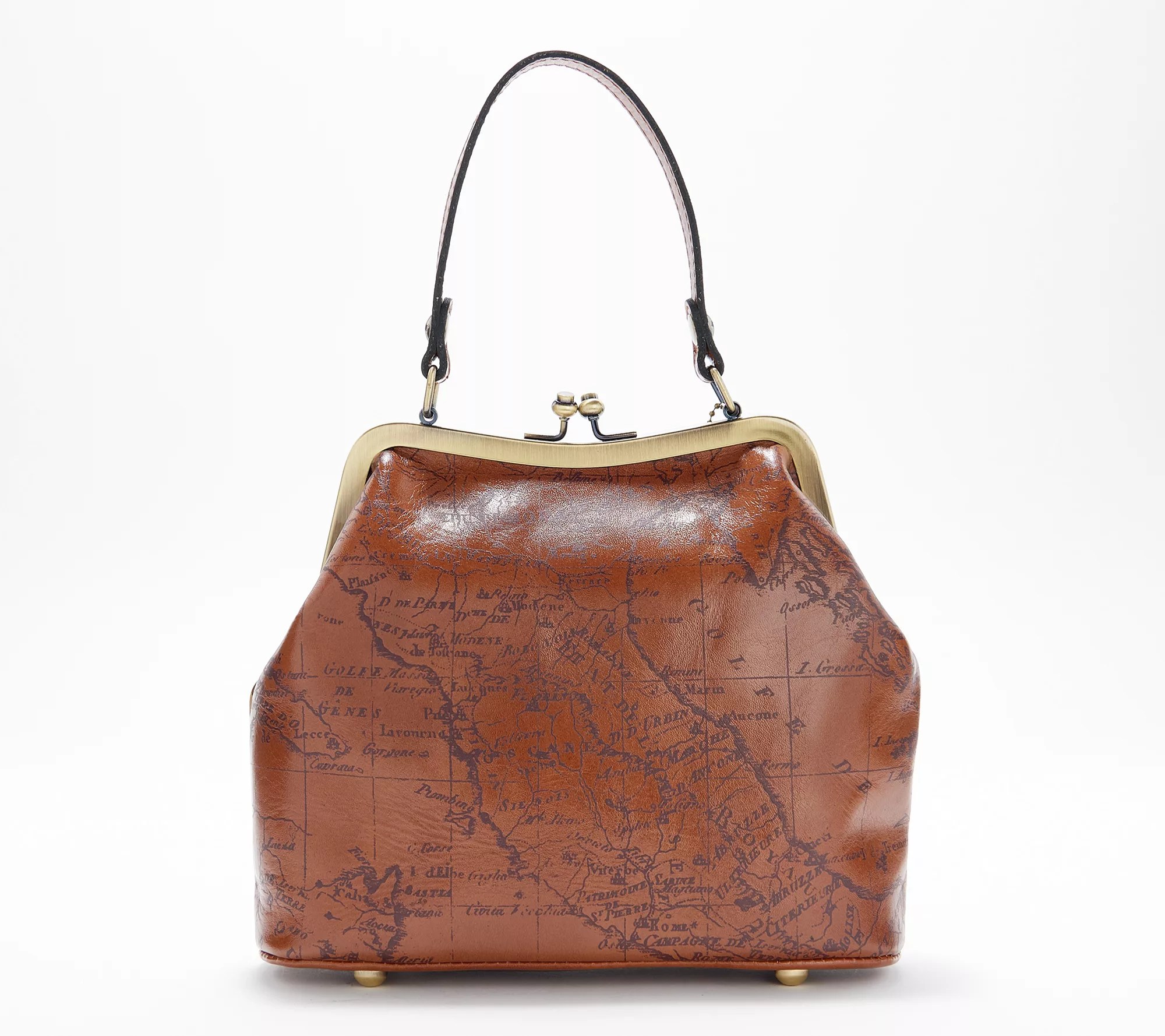 Patricia Nash Leather Laurena Frame Satchel with Crossbody Strap