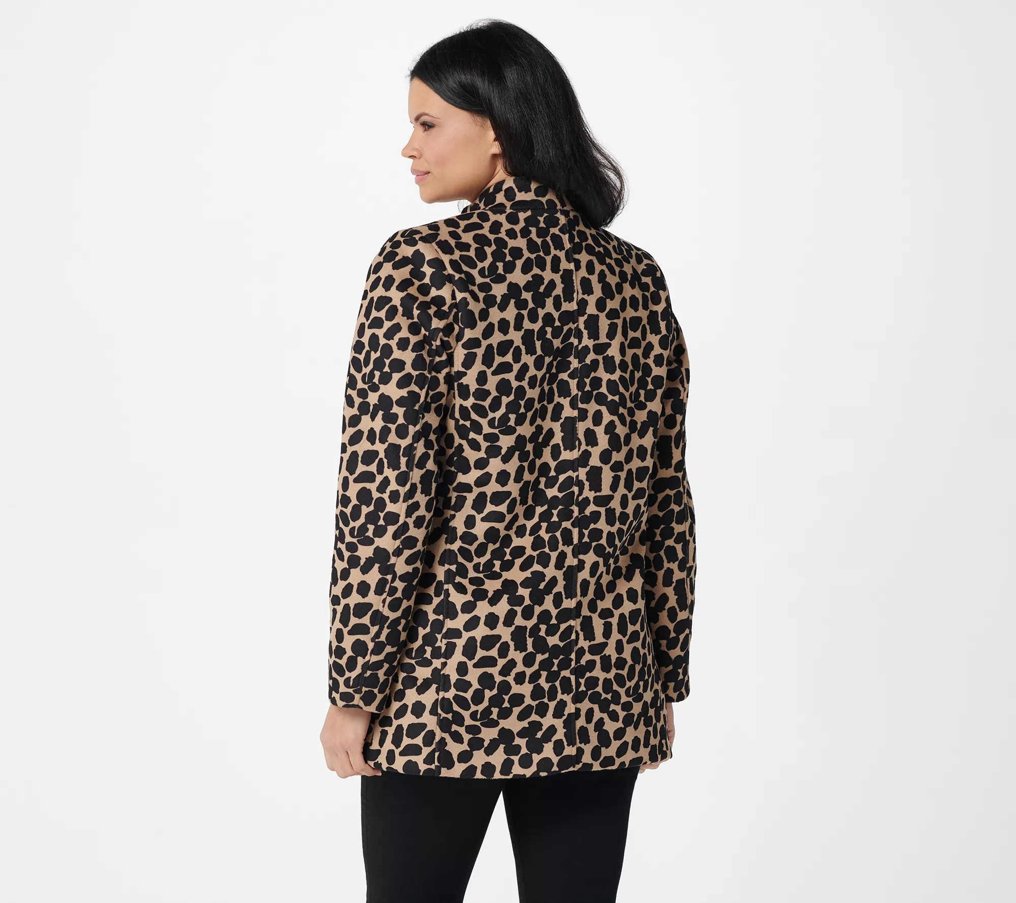 StyleList by Micaela Printed or Solid Funnel Neck Coat