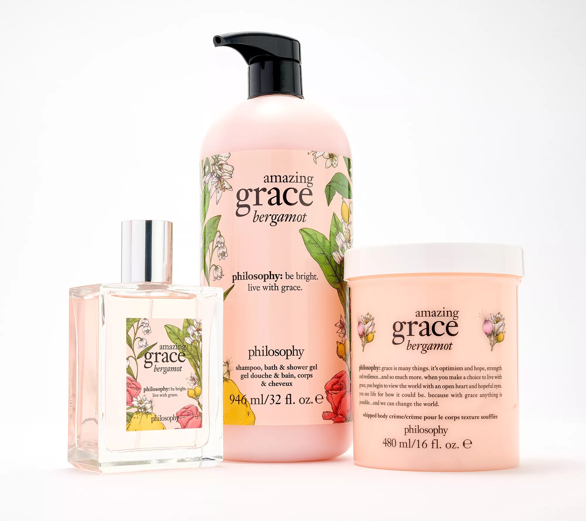 (QVC) philosophy supersize 3pc amazing grace twist fragrance layering
