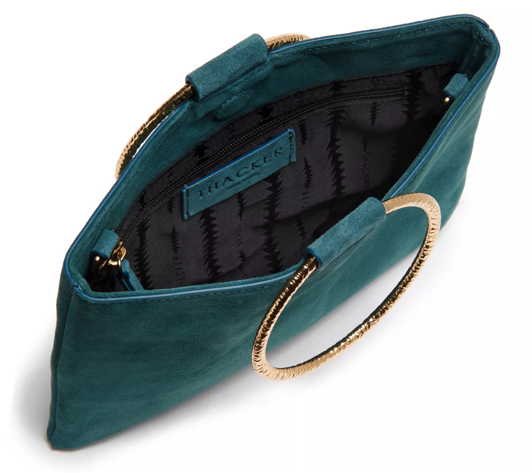 THACKER Leather Pouch with Hammered Ring Handle Le Pouch