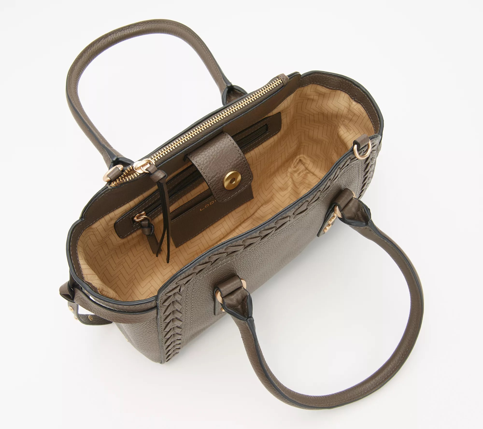 LODIS Leather Satchel with Braided Trim Grace