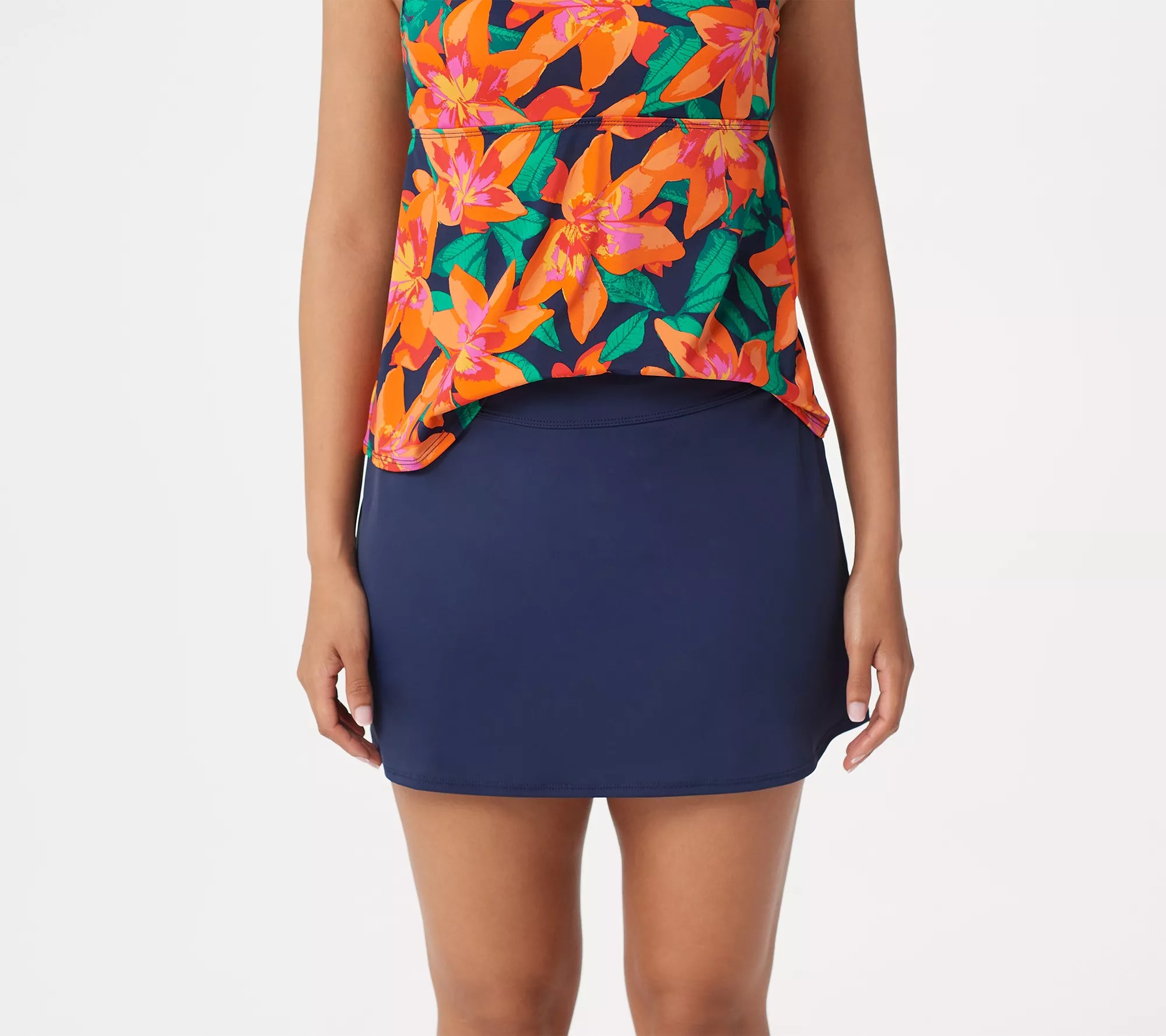 Denim & Co. Beach High Neck Tankini with Skirt