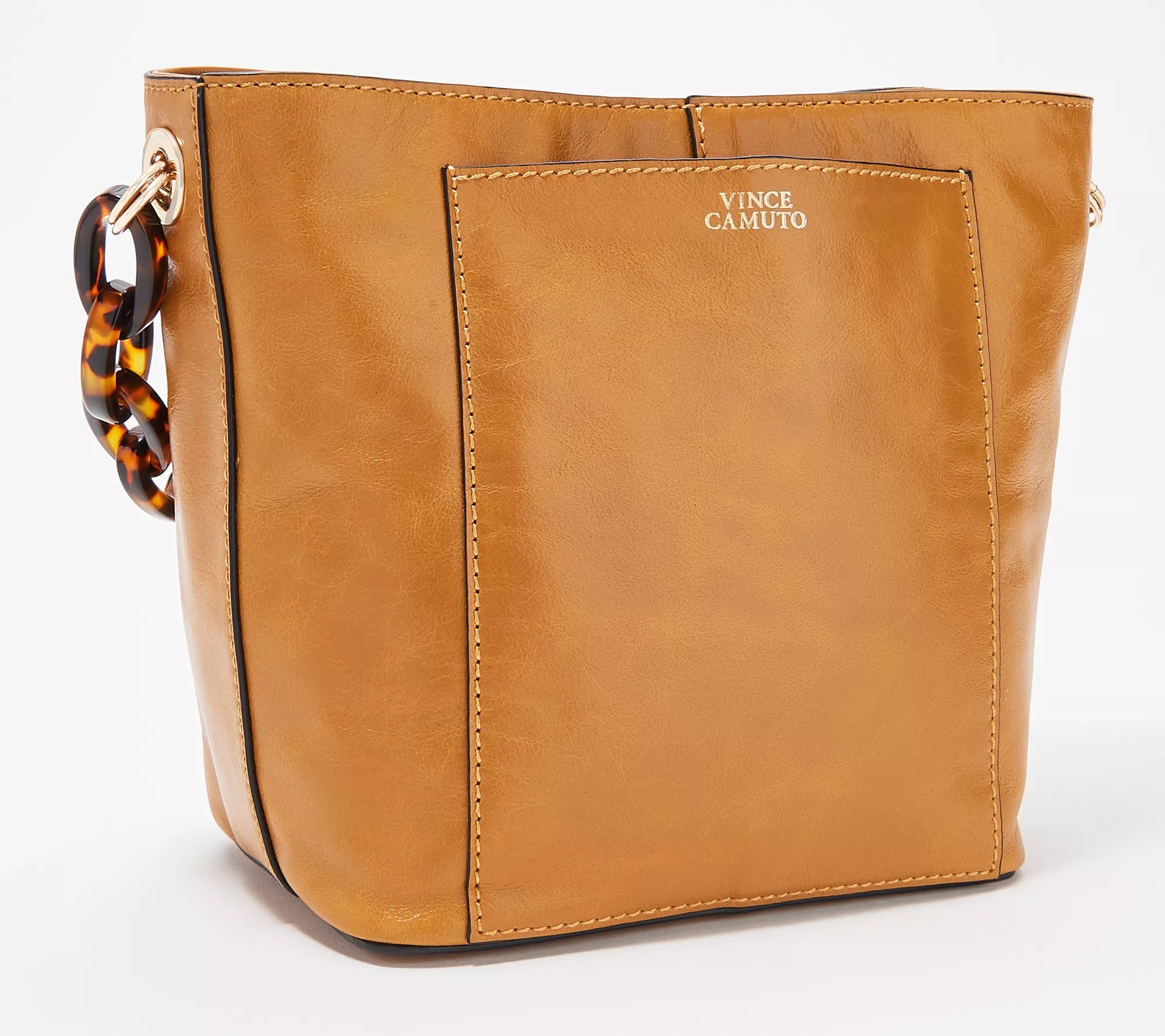 Vince Camuto Leather Bucket Bag with Chain Strap Ivy