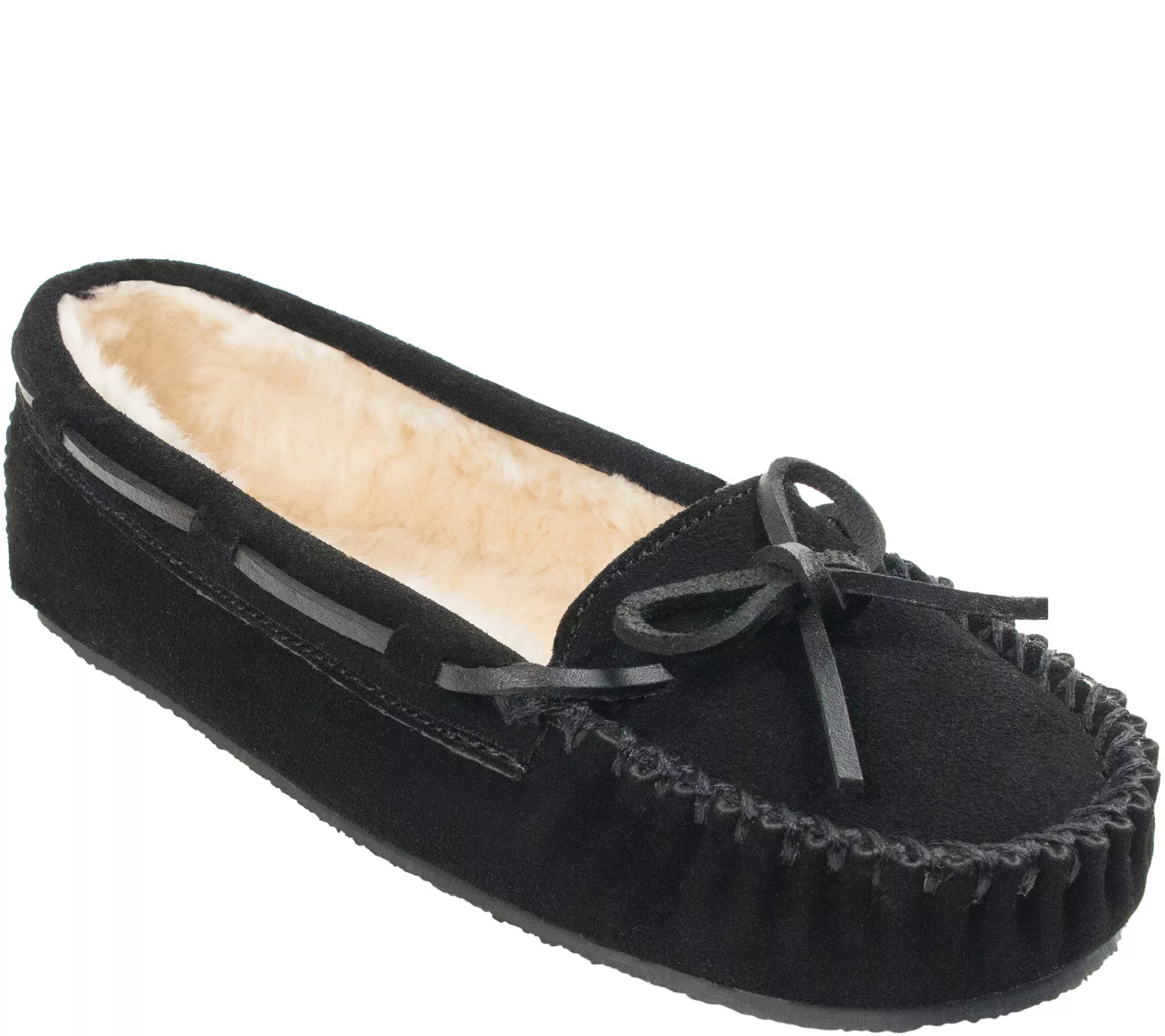 Women's Cally Black Wide Moccasin Slippers
