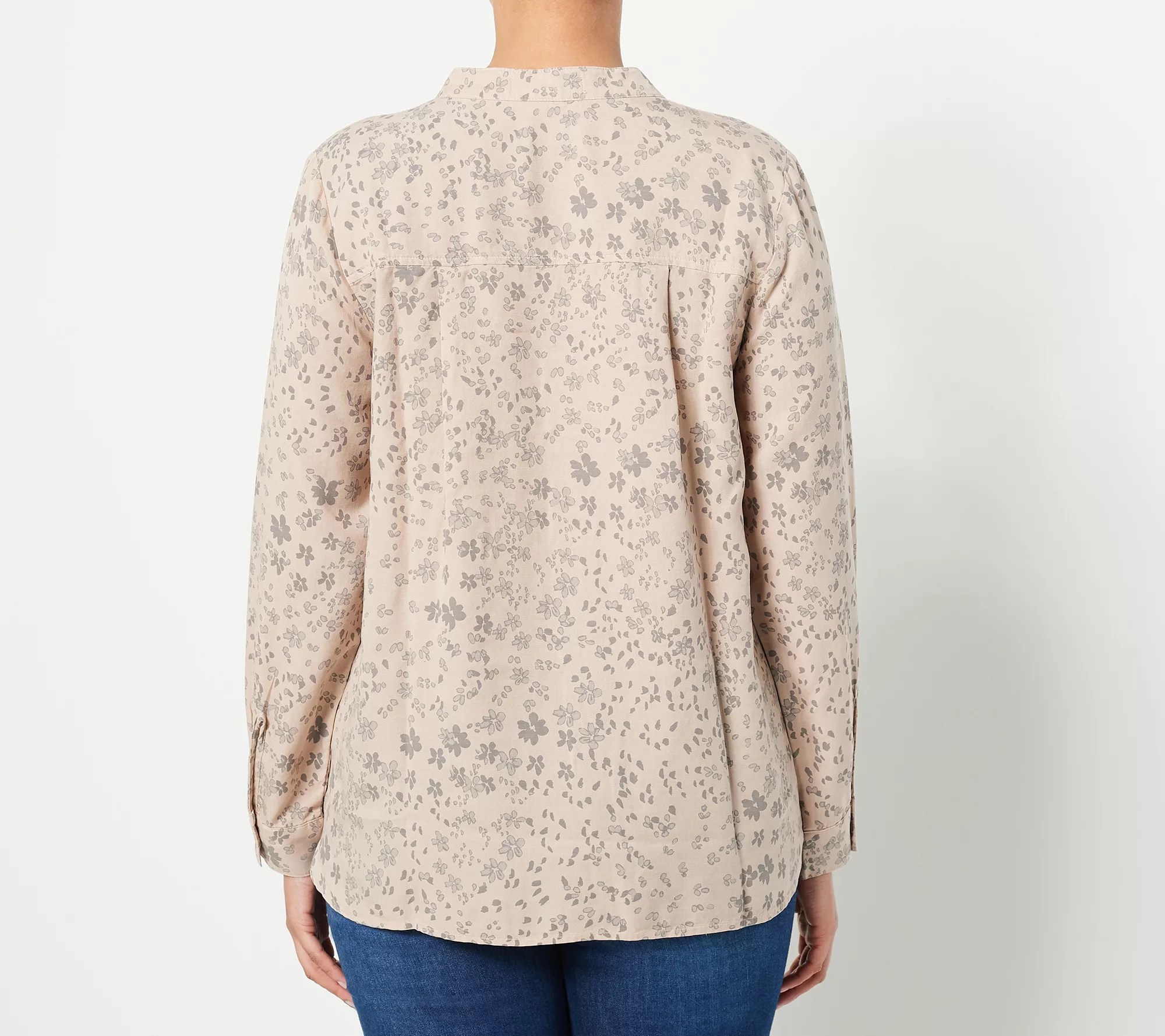 Side Stitch ButtonFront Shirt with Mandarin Collar