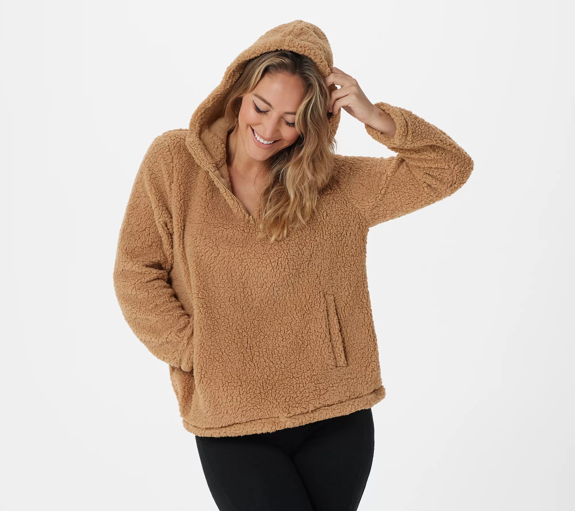 "As Is" Koolaburra by UGG Cozy Brush Back Sherpa 1/4 Zip Hoodie