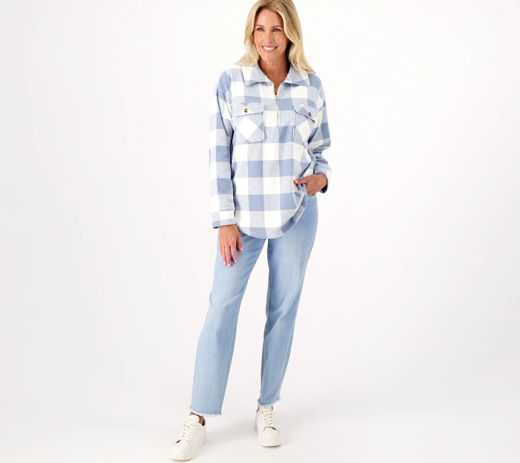 Cuddl Duds Flannel Fleece HalfZip Pullover Shacket