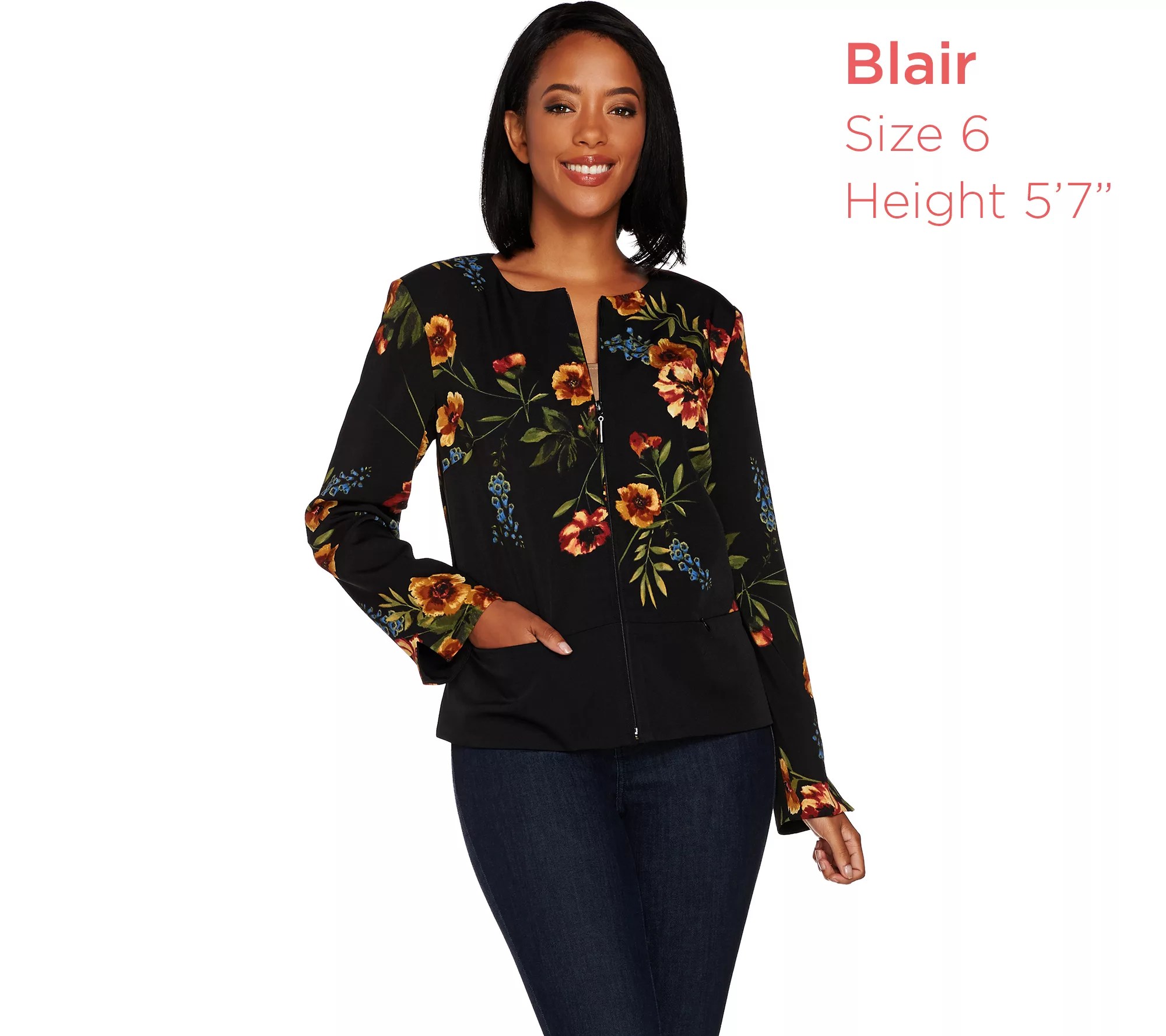 GRAVER Susan Graver Printed Stretch Woven Cropped Jacket