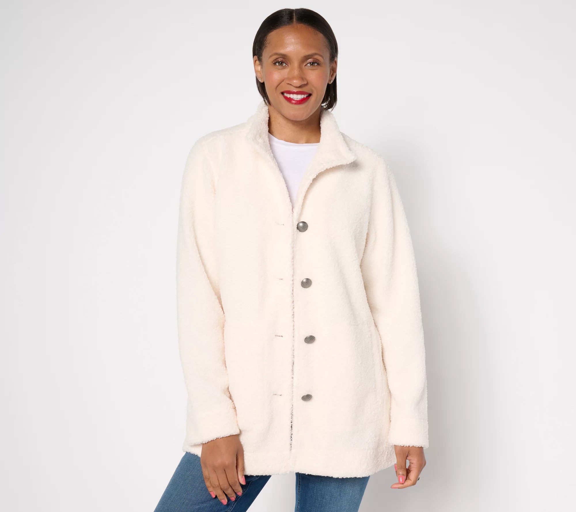 Susan Graver Weekend Knit Boucle ButtonFront Jacket