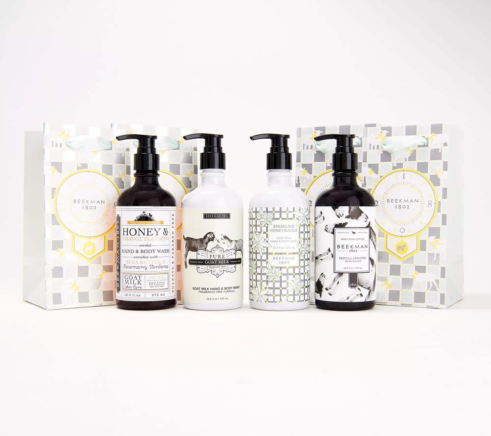 Beekman 1802 4Piece Goat Milk Hand and Body Wash Set with Gift Bags