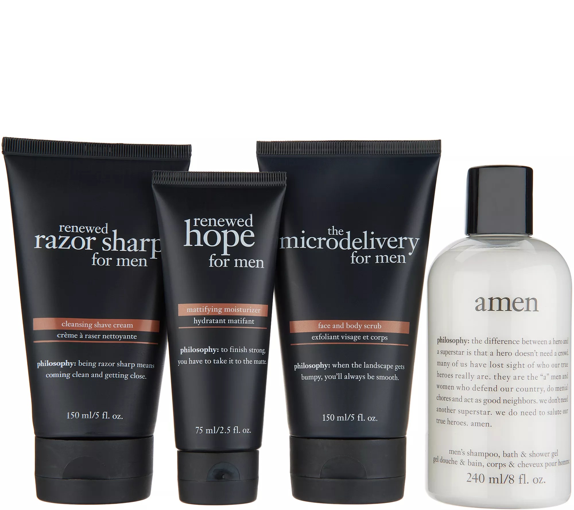 (QVC) Beauty iQ philosophy amen & skincare 4 piece mens care