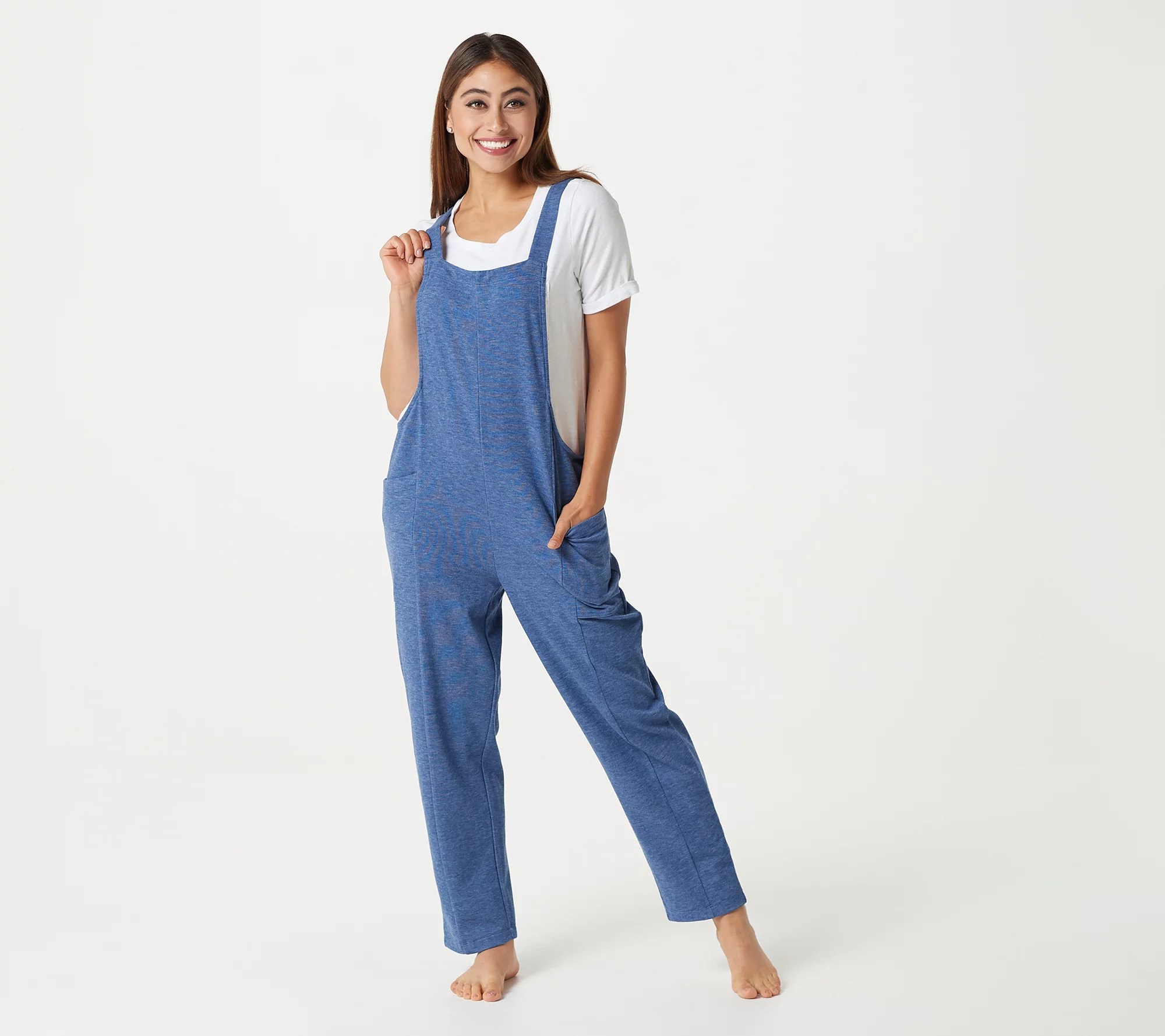 AnyBody Petite Double Knit Overall Jumpsuit