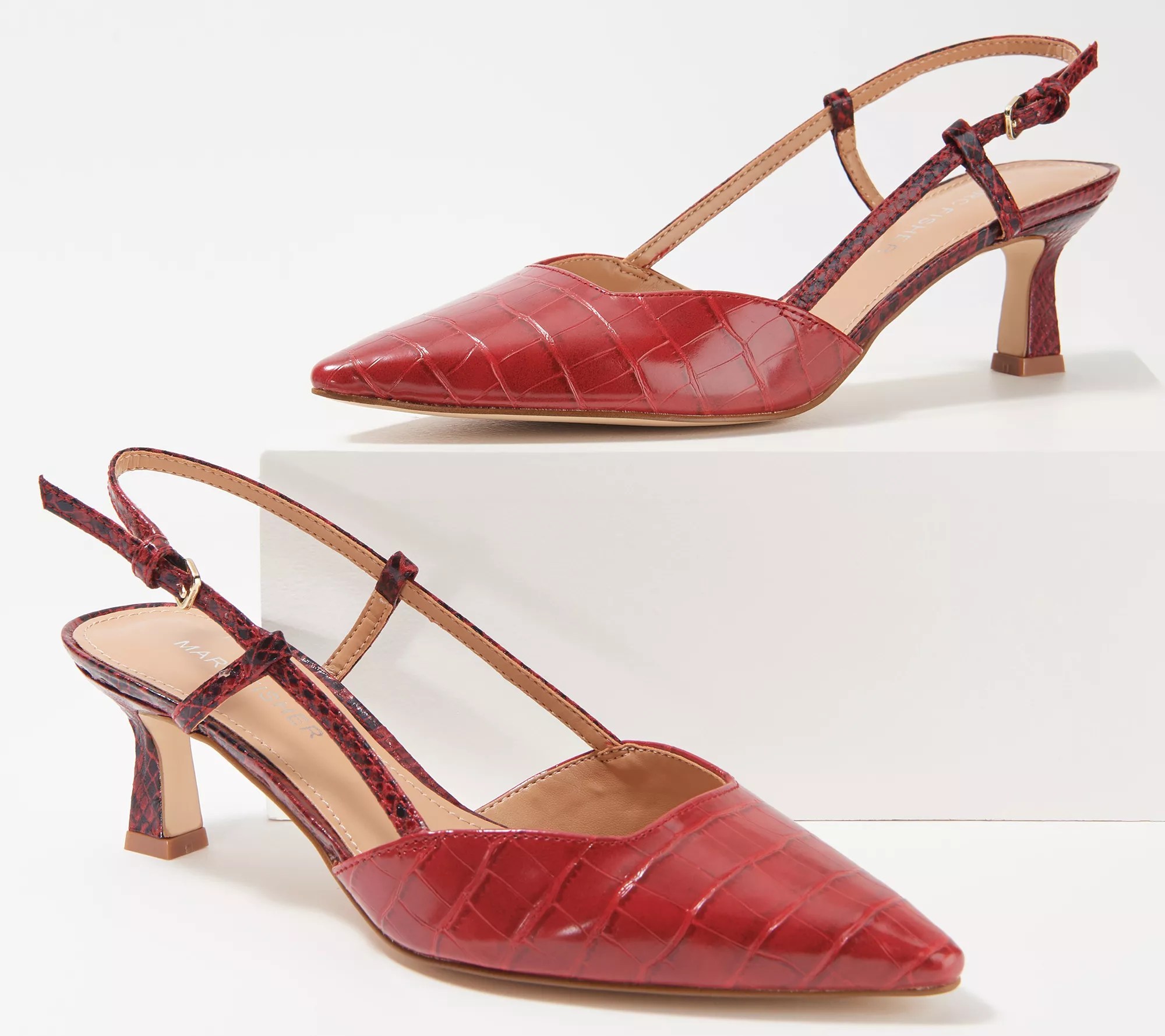 "As Is" Marc Fisher Kitten Heel Slingback Pumps Caira