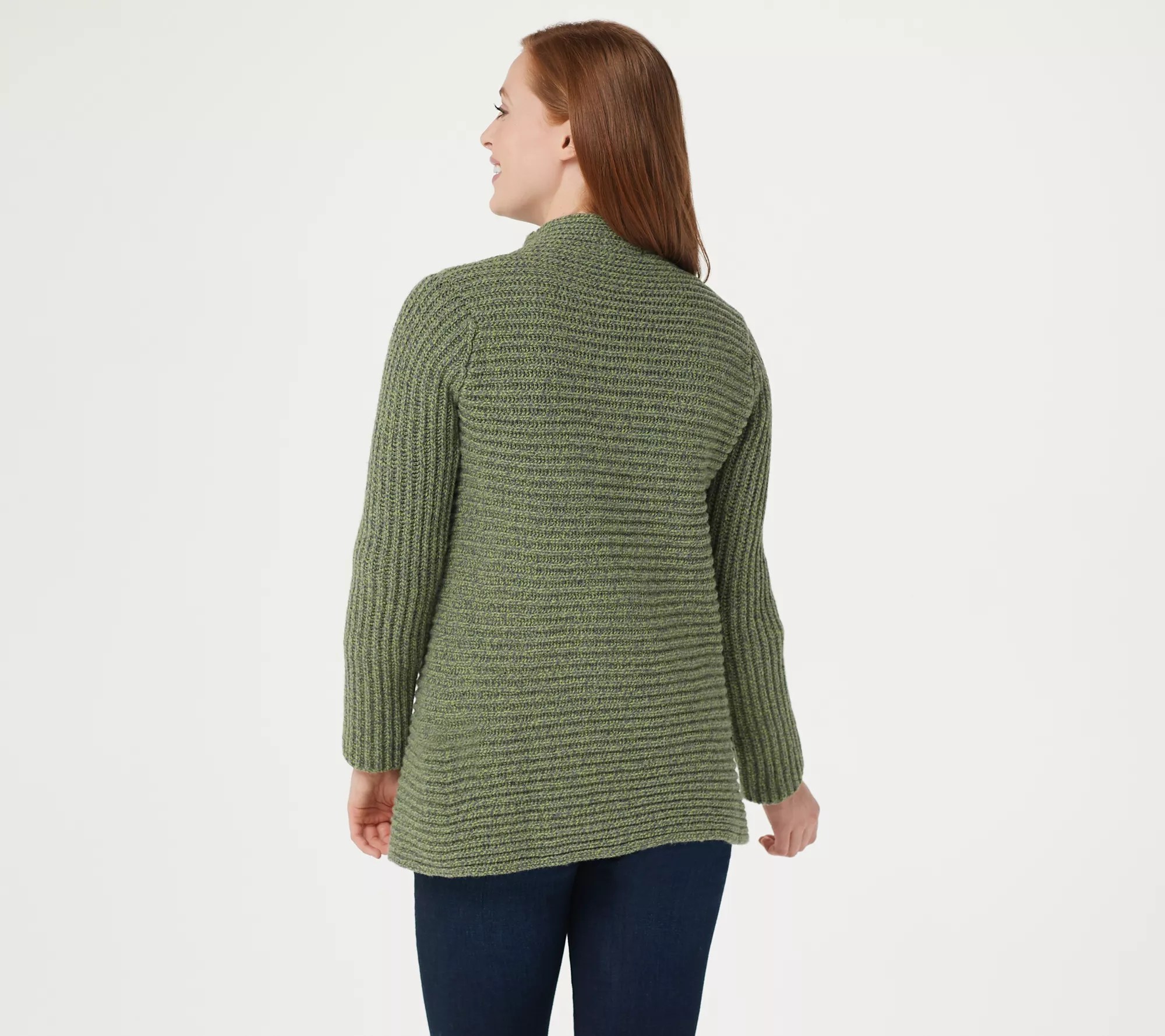 Fisherman Out of Ireland Merino Wool and Cashmere Blend Ribbed Cardigan