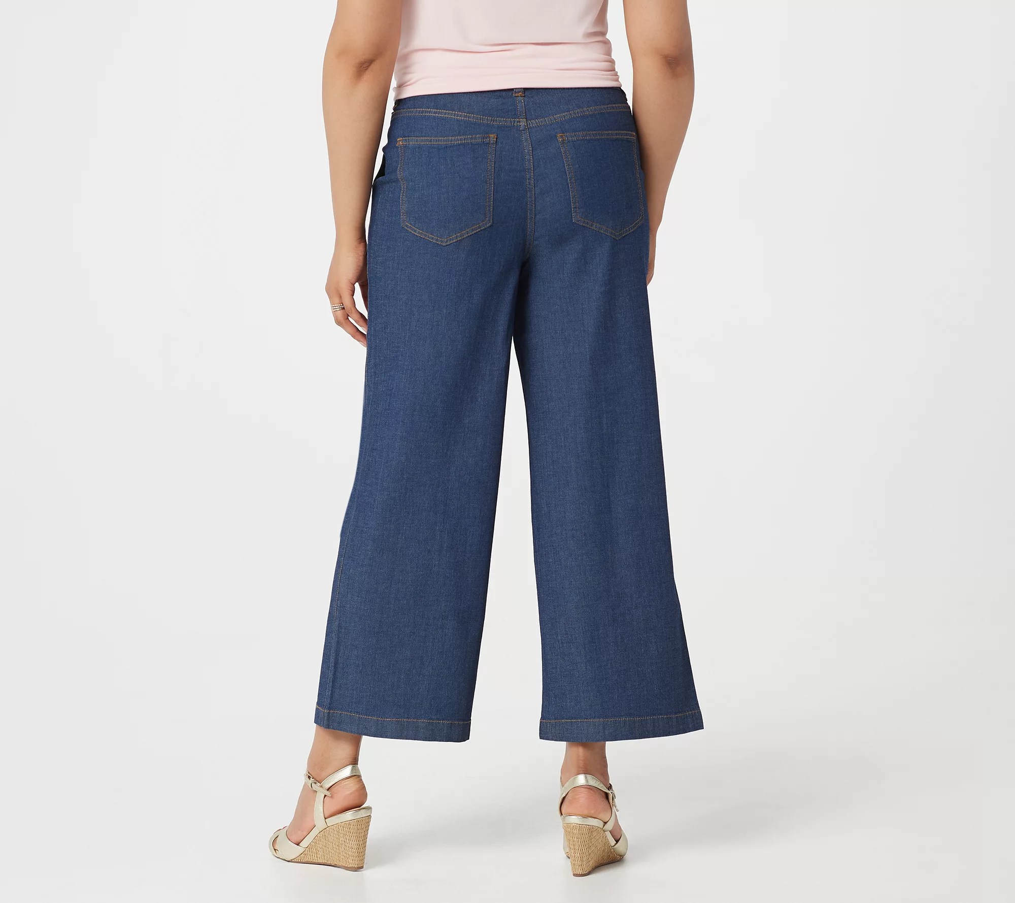 Denim & Co. Lightweight Stretch WideLeg Crop Denim Pants