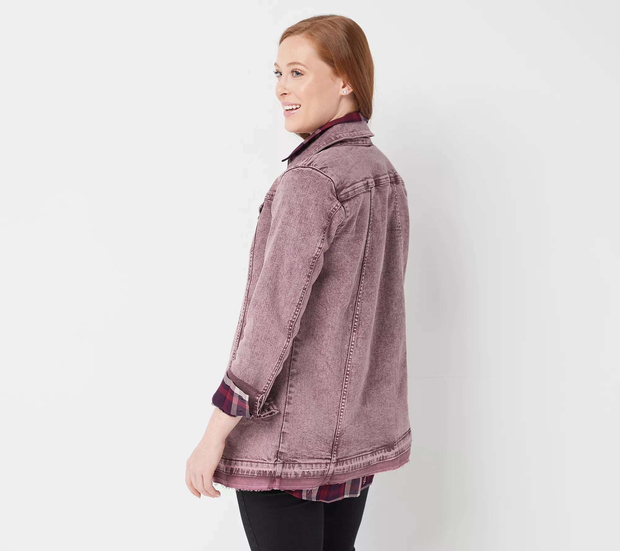 LOGO by Lori Goldstein Button Front Denim Jacket w/ Released Hem