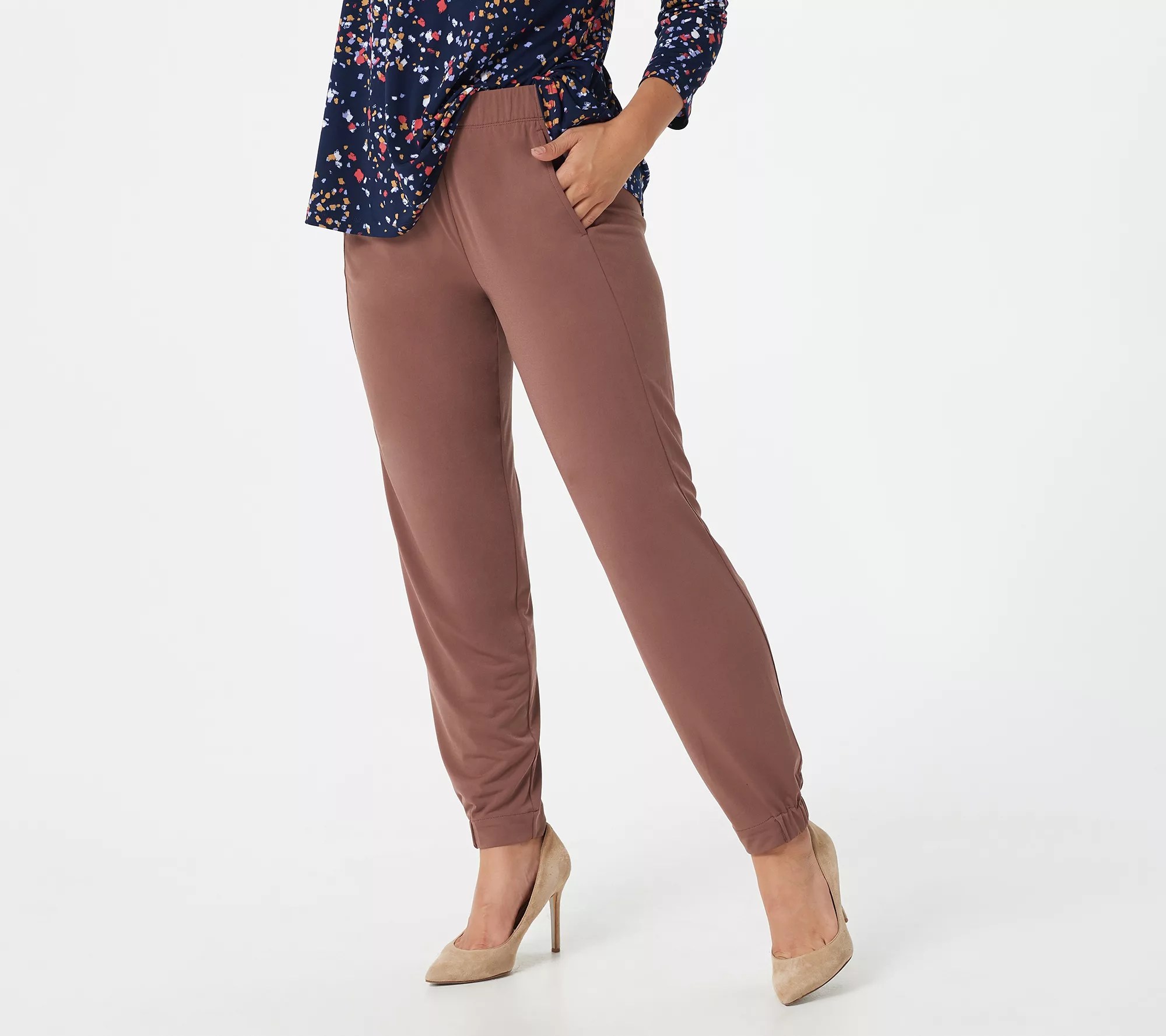 Susan Graver Regular Liquid Knit PullOn Jogger Pants w/ Pocket