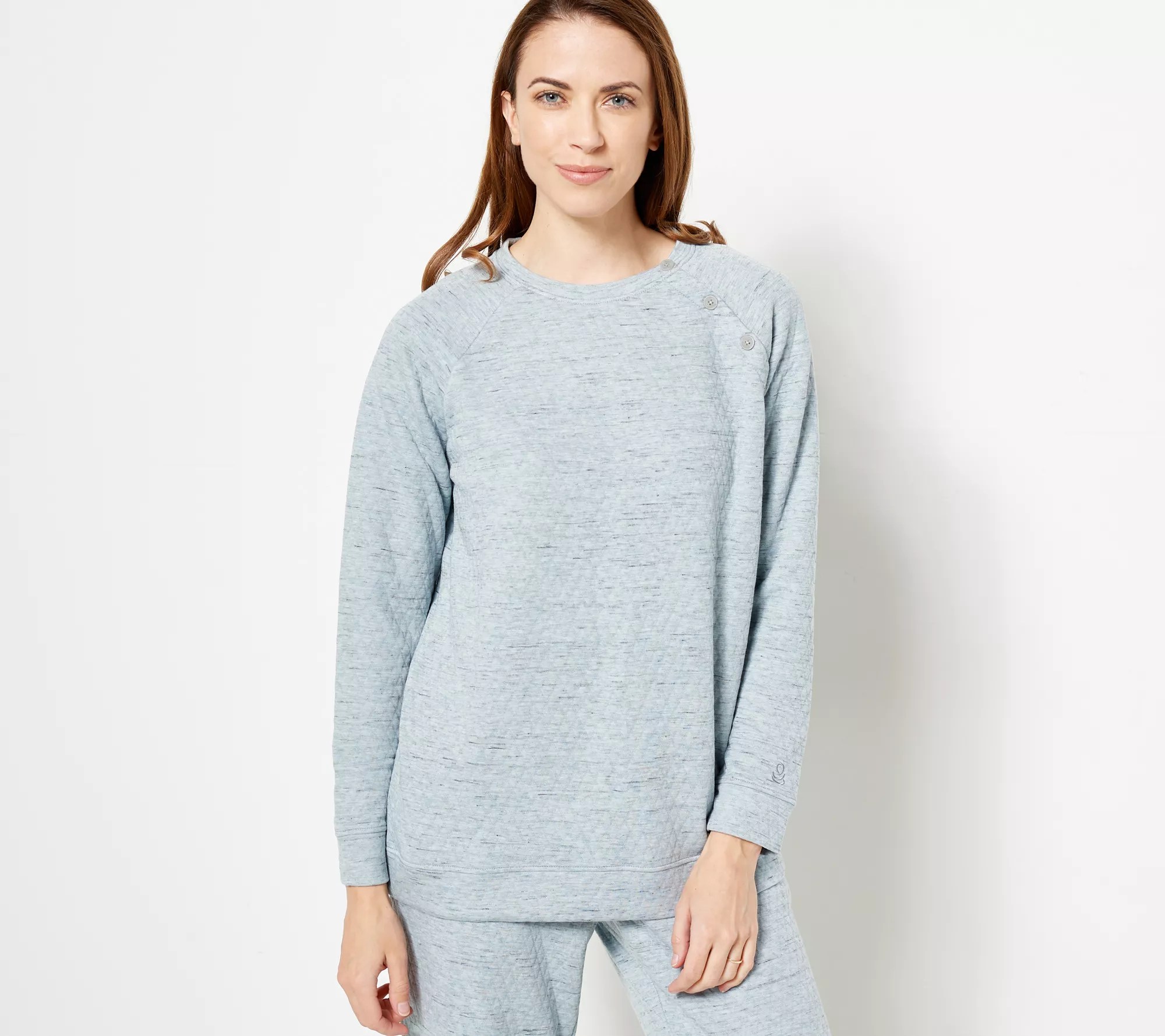 Cuddl Duds Quilted Knit Raglan Pullover