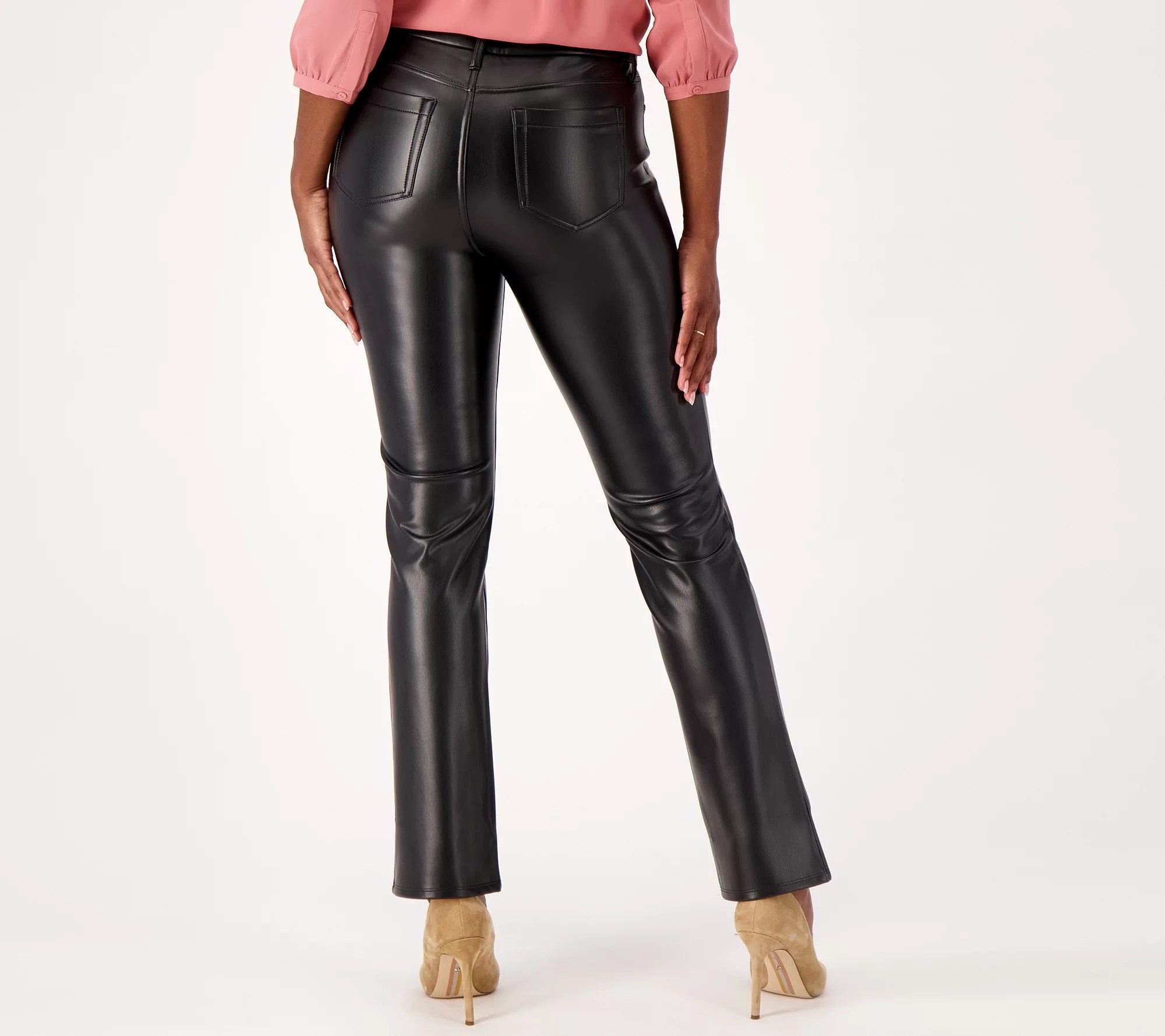 NYDJ Marilyn Straight Faux Leather Pants Black