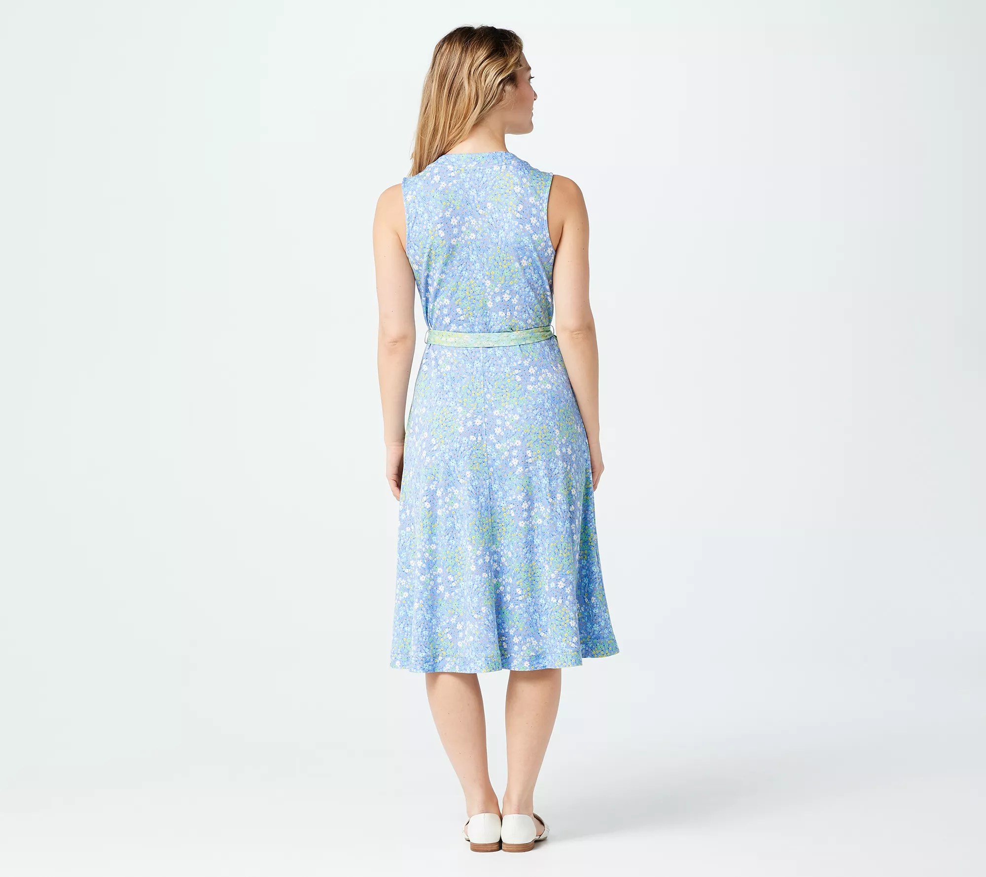 "As Is" Isaac MizrahiLive!Pet Ditsy Floral Contrast Knit Wrap Dress