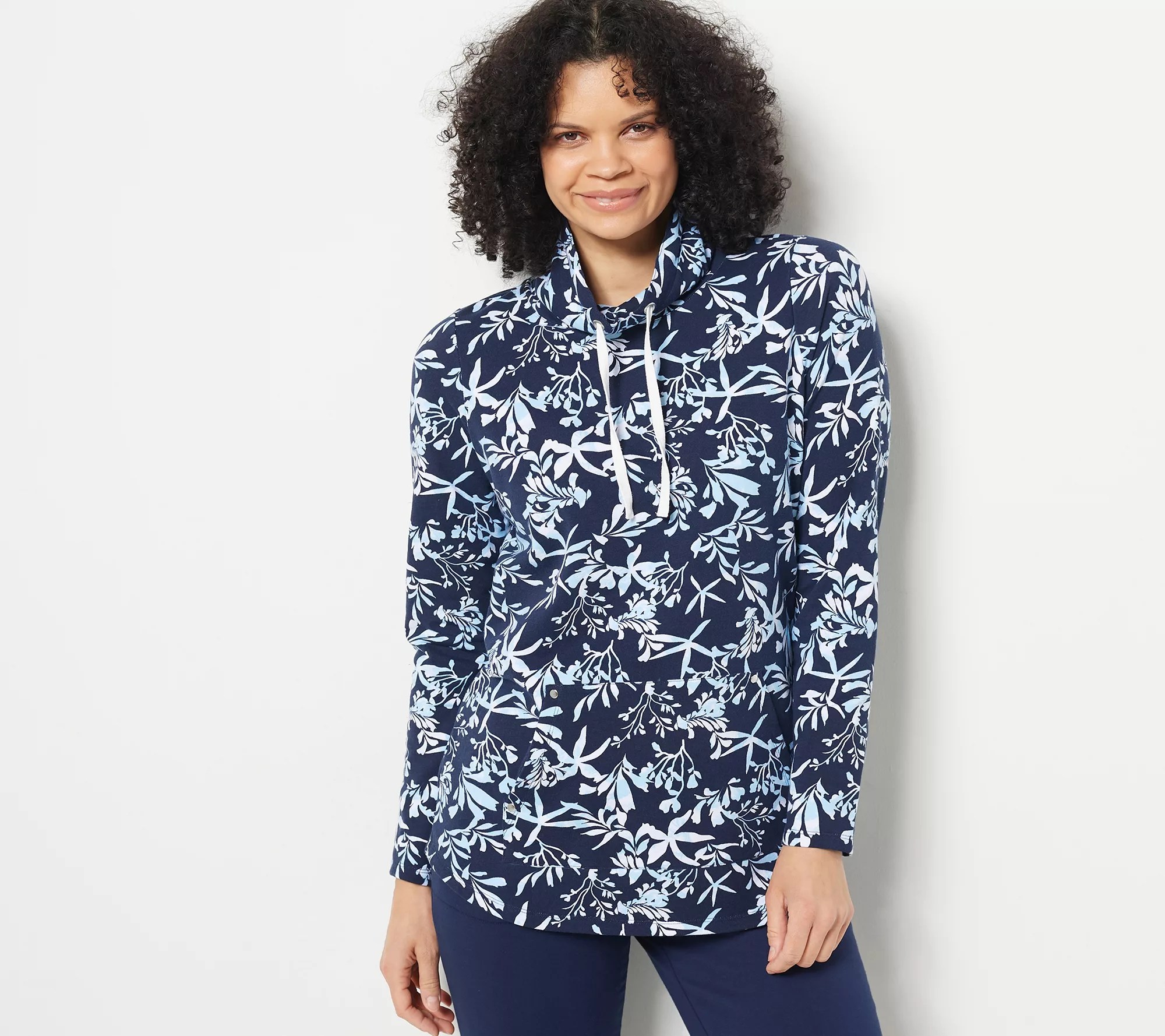 Sport Savvy French Terry Cowl Neck Long Sleeve Tunic