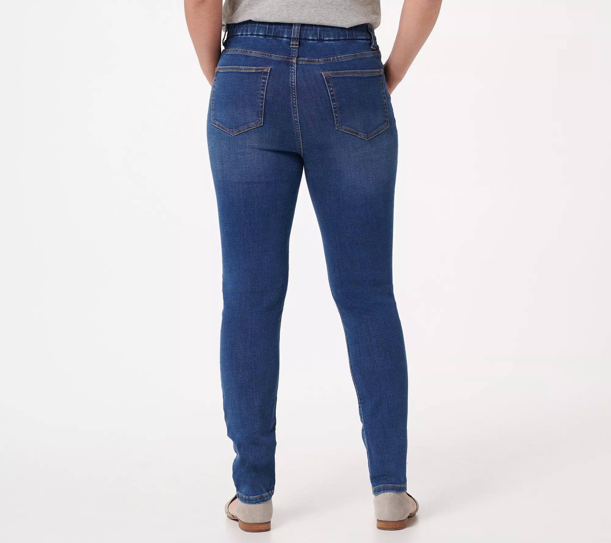 Denim & Co. Easy Stretch PullOn Slim Straight Jeans